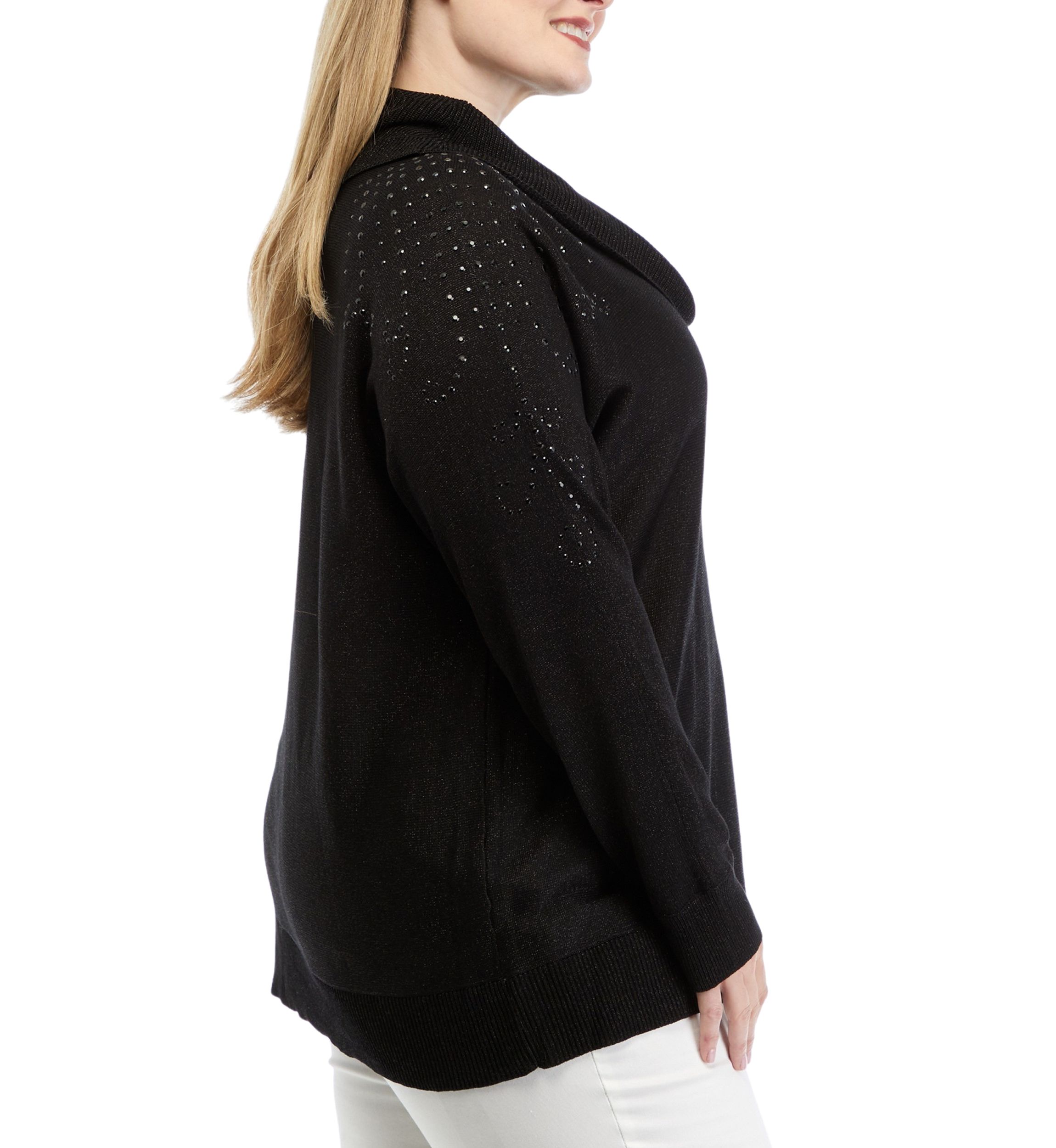 Plus Size Embellished Metallic Pullover 