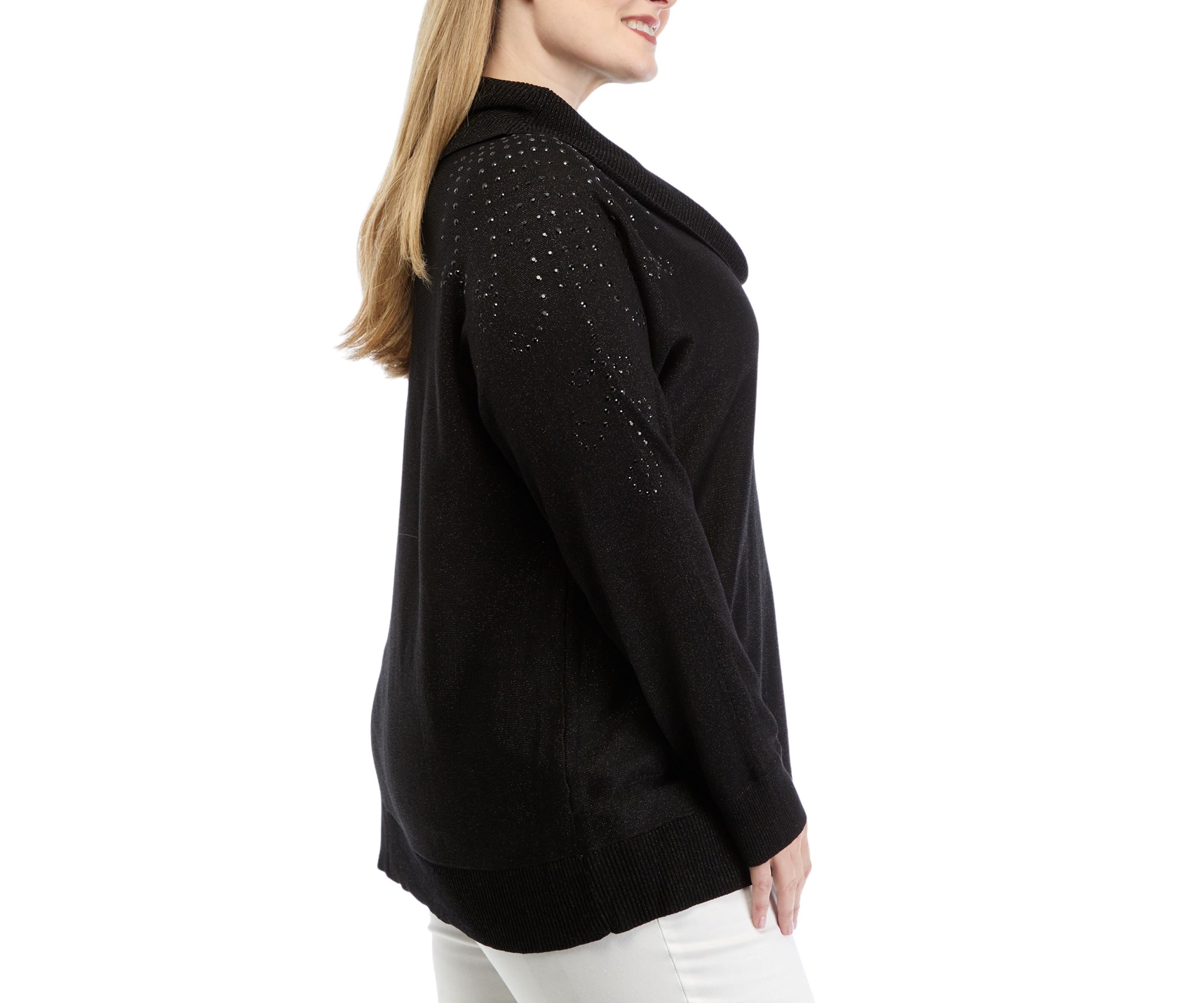 Plus Size Embellished Metallic Pullover 