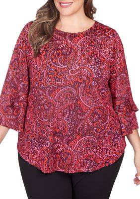 11 SSS-C {Right On Time} Ruby Red Short Sleeve Top PLUS SIZE 1X 2X 3X –  Curvy Boutique Plus Size Clothing