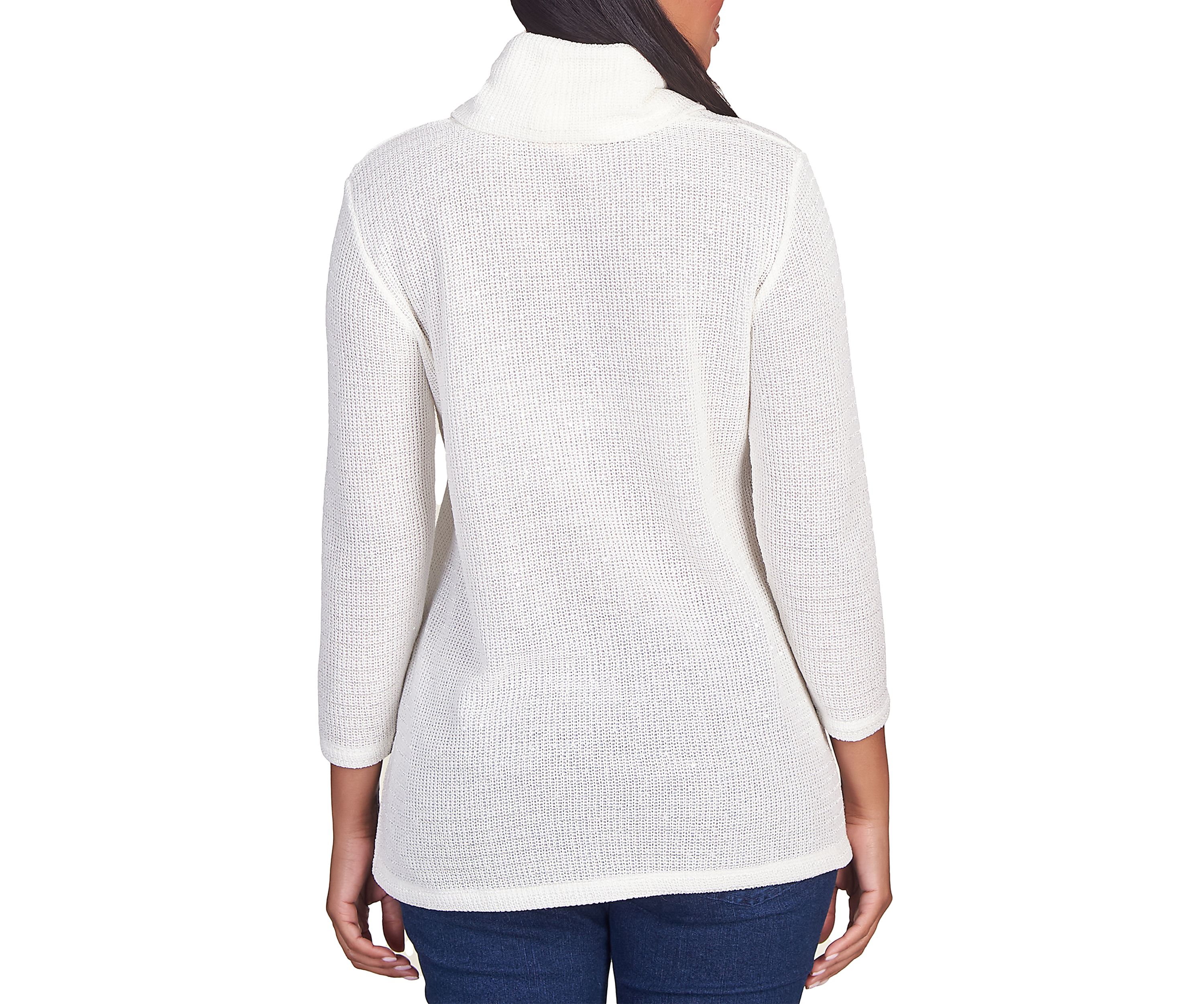Petite Sequin Knit Cowl Neck Top