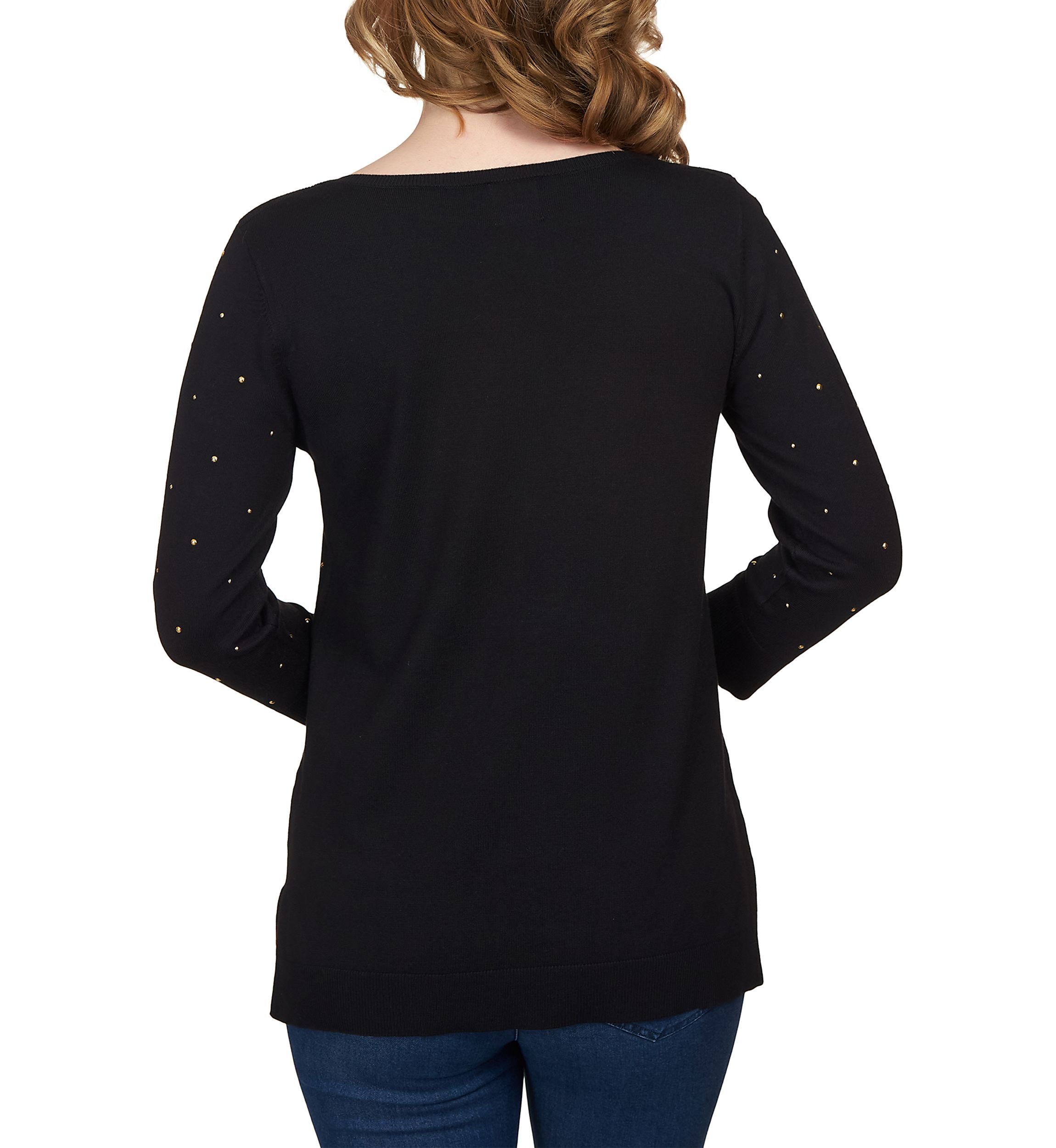 Petite Stud Embellished Tunic Sweater