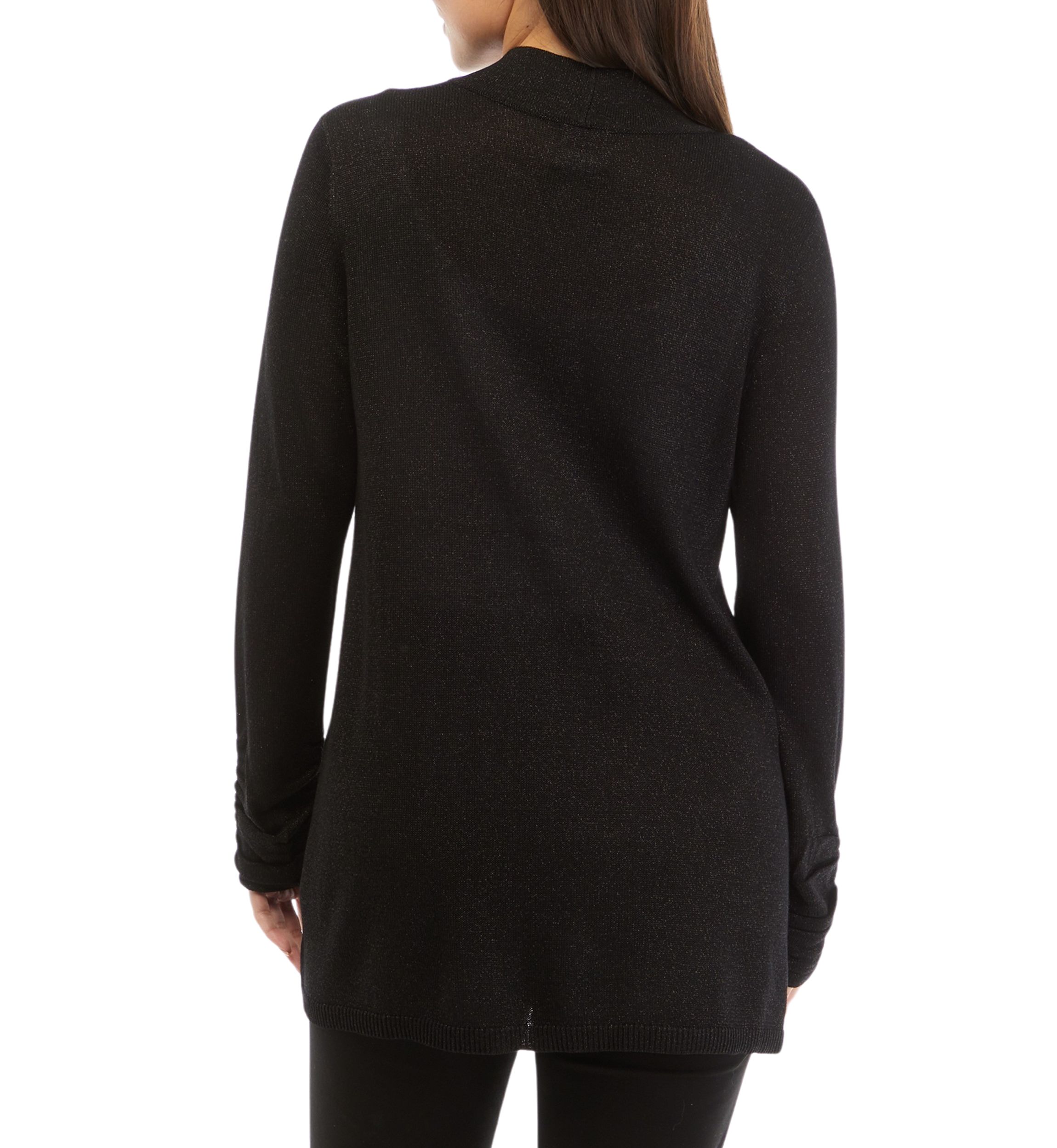 Petite Open Front Metallic Cardigan