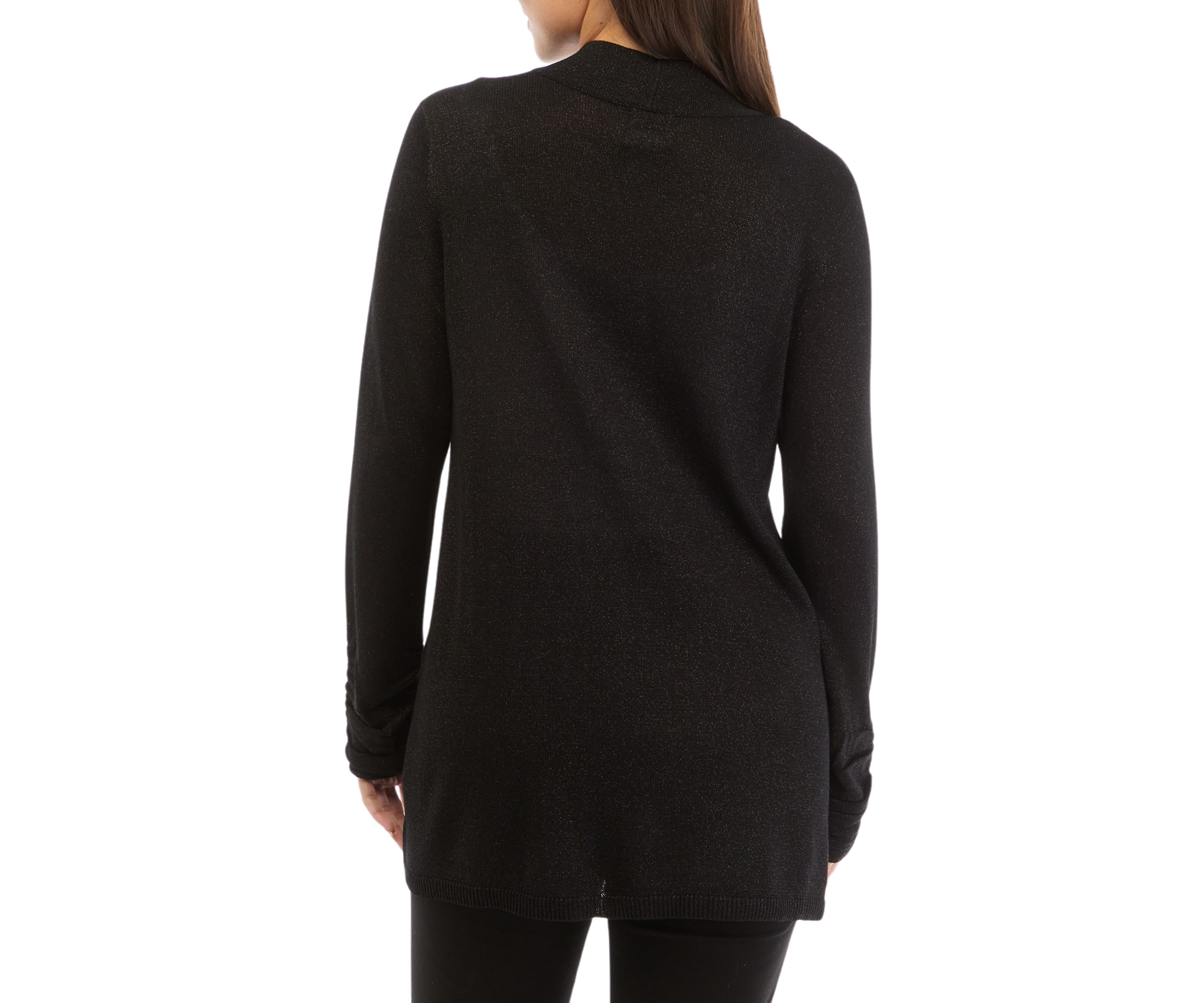Petite Open Front Metallic Cardigan