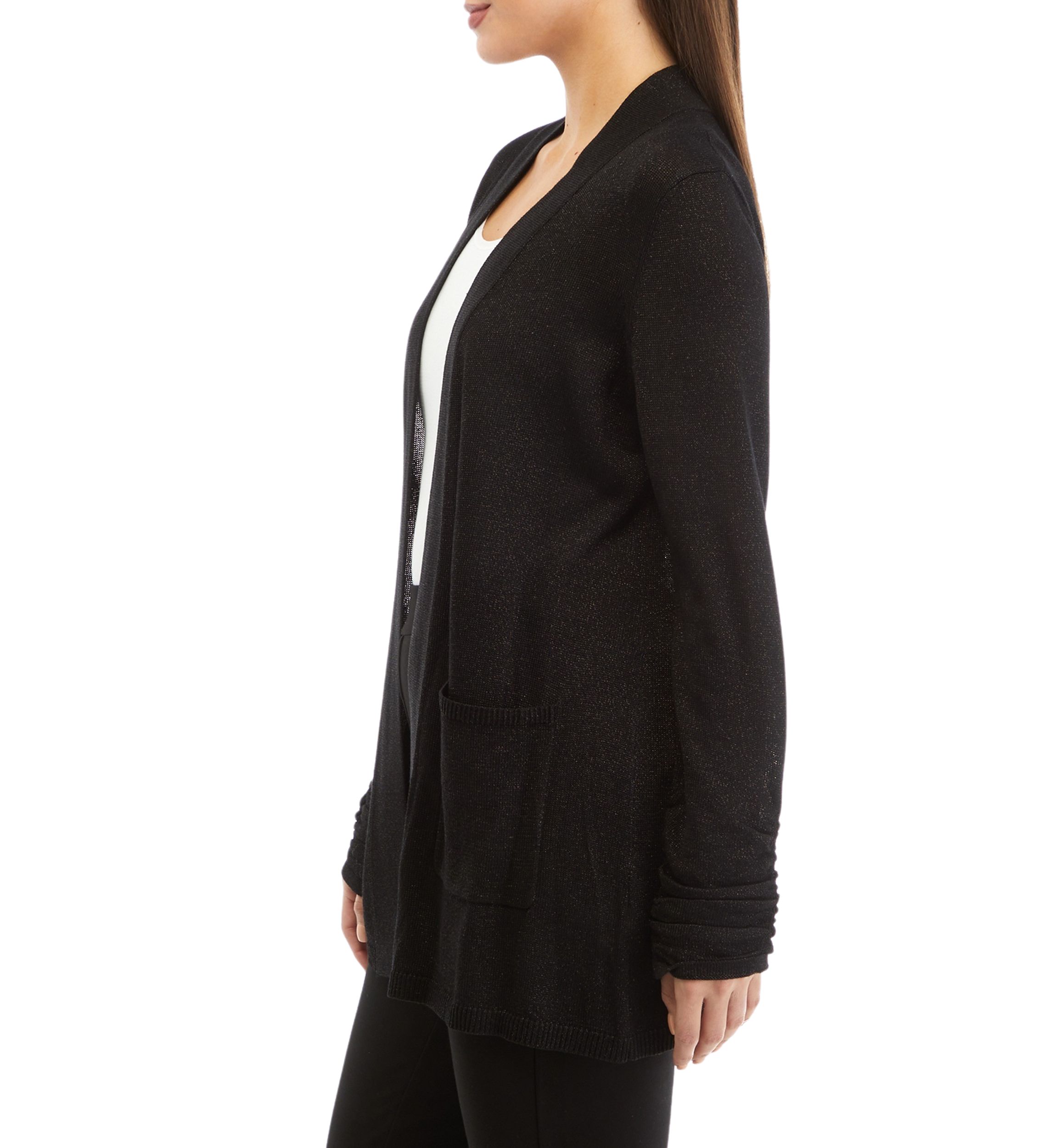 Petite Open Front Metallic Cardigan