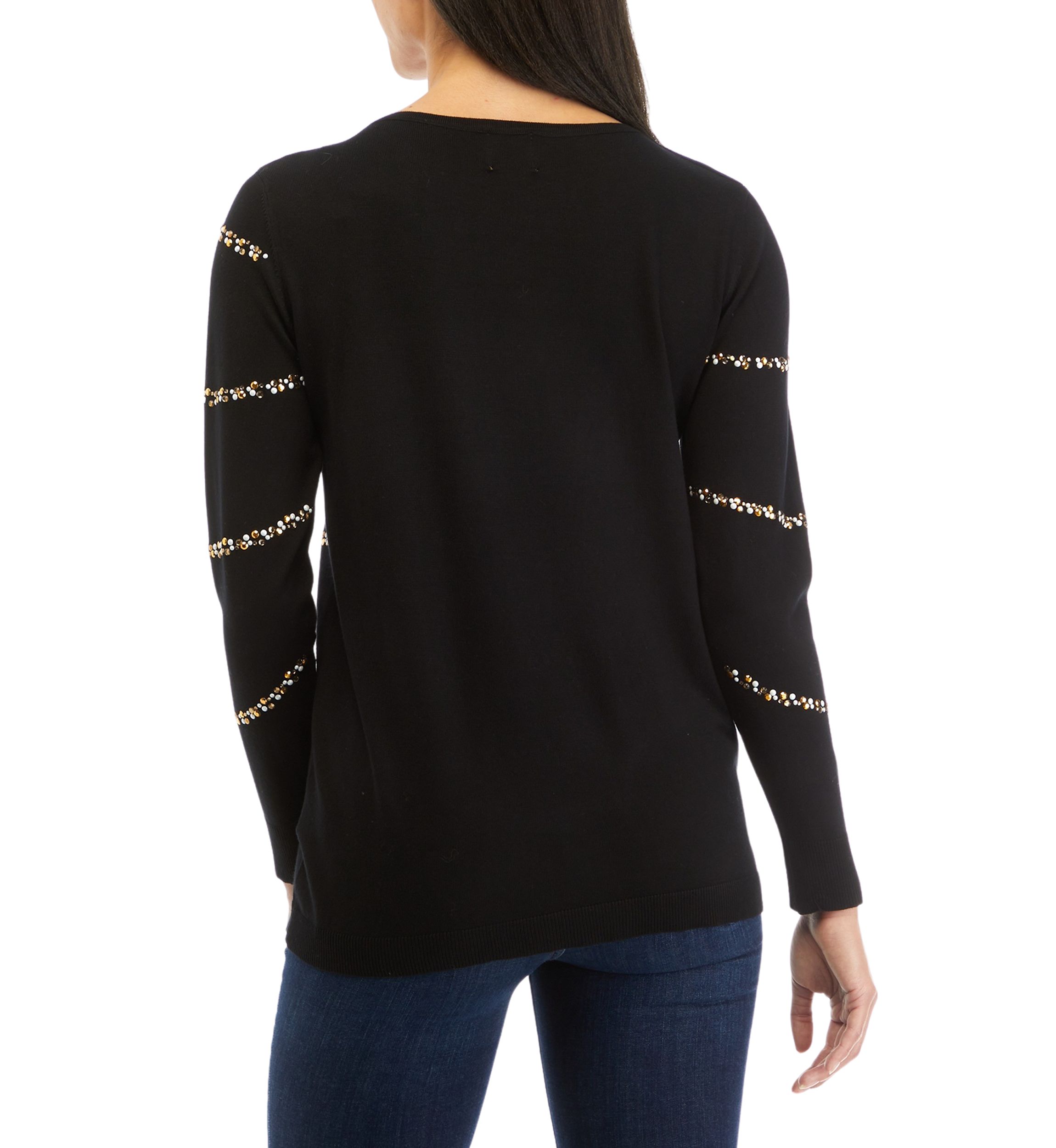 Petite Ballet Neck Diagonal Wave Sweater