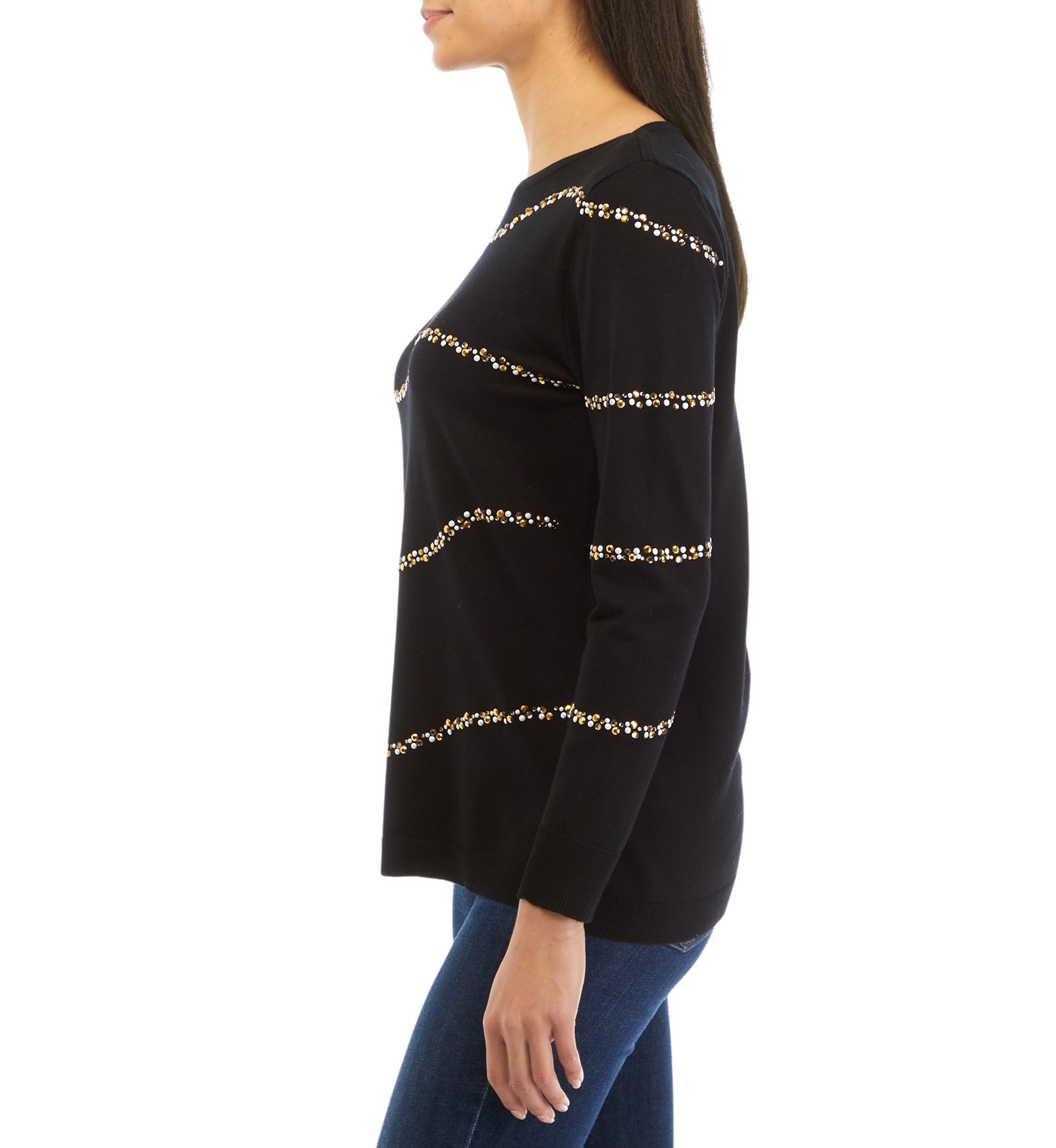 Petite Ballet Neck Diagonal Wave Sweater