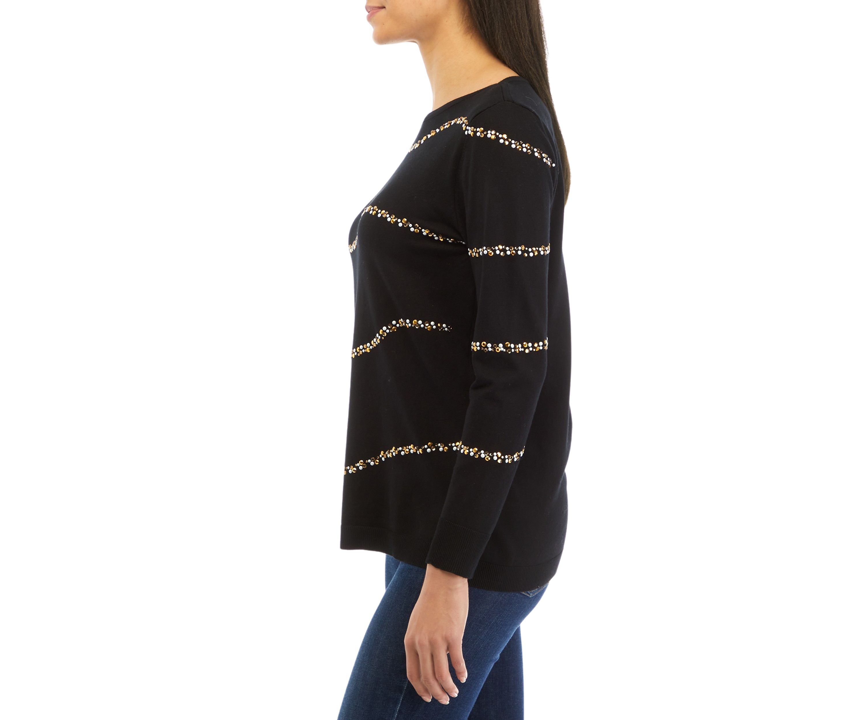 Petite Ballet Neck Diagonal Wave Sweater