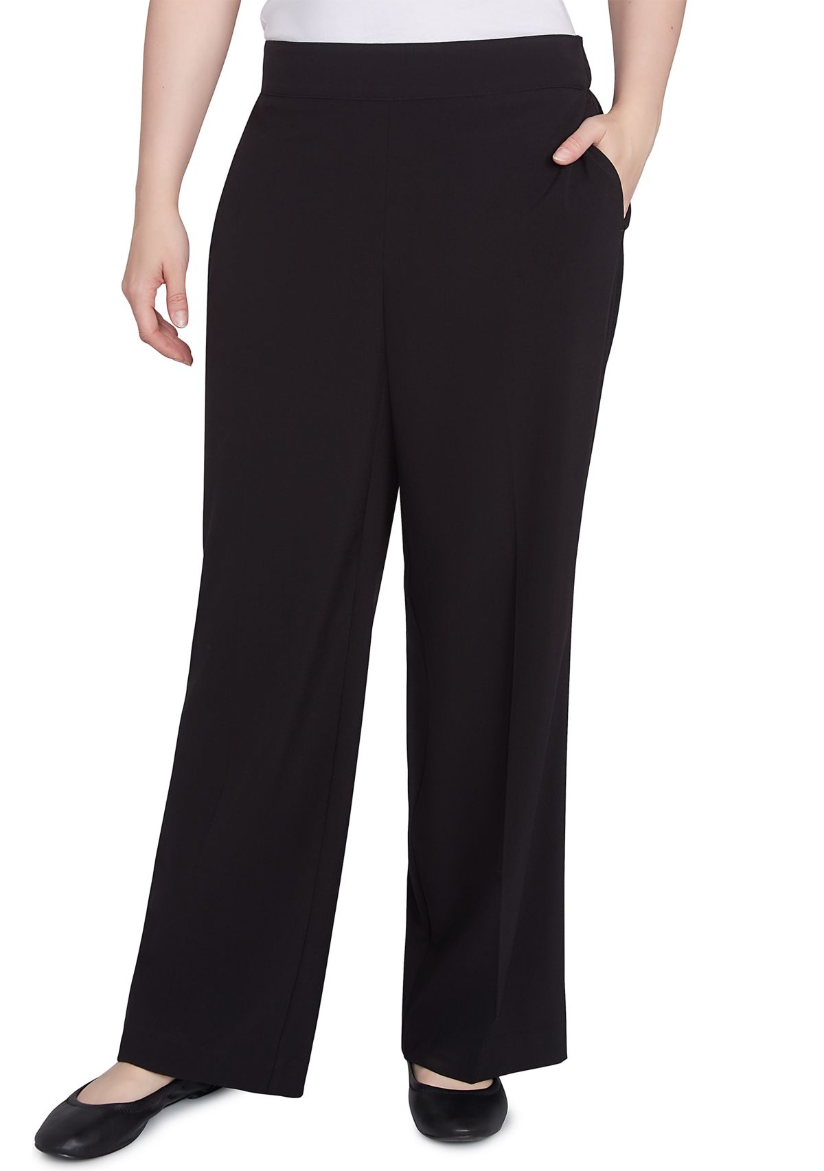 Womens Pull-On Wide Leg Lightweight Trouser Pants