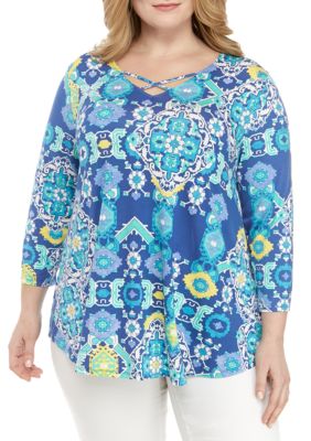 Ruby Rd Plus Size Must Have Cross Detail V Neck Knit Top | belk