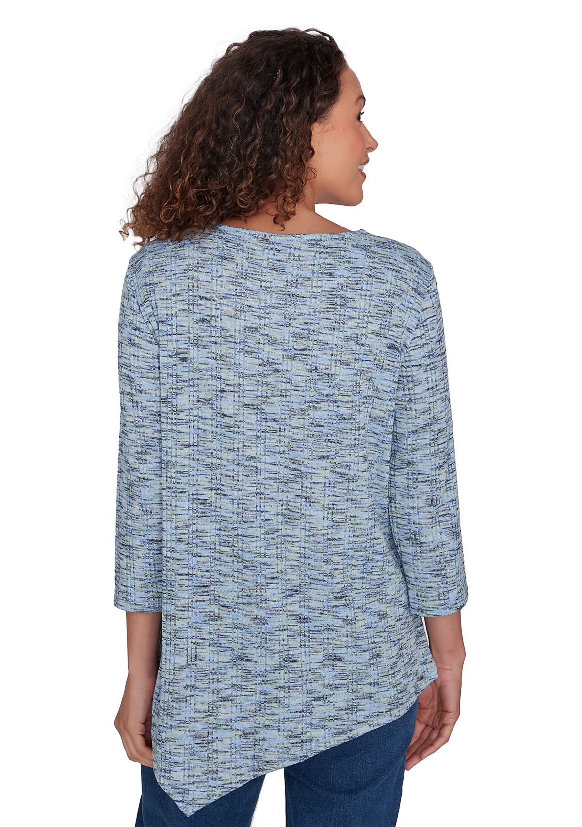 Womens Keyhole Neck Space Dye Knit Top