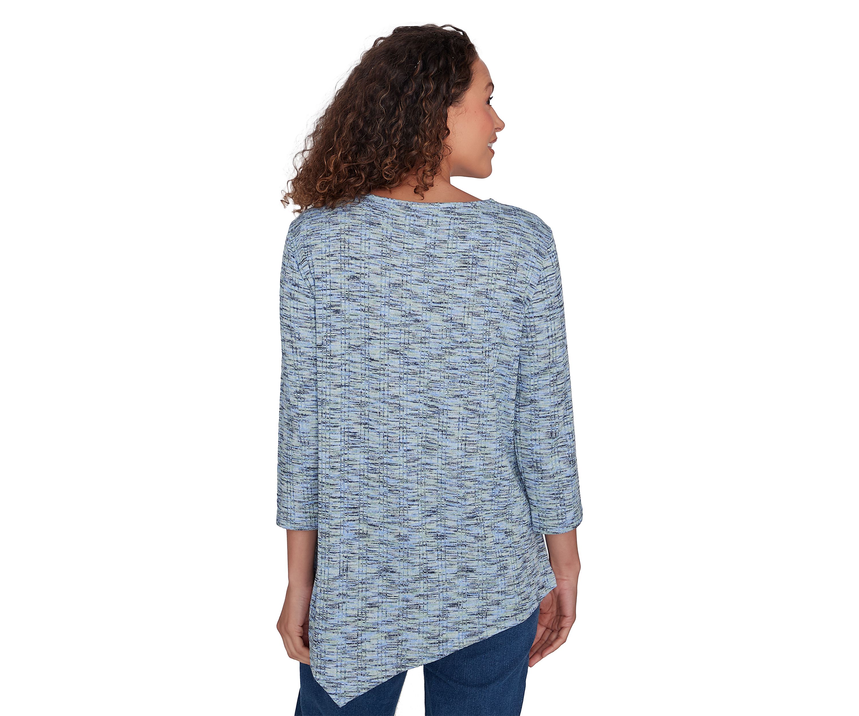 Womens Keyhole Neck Space Dye Knit Top