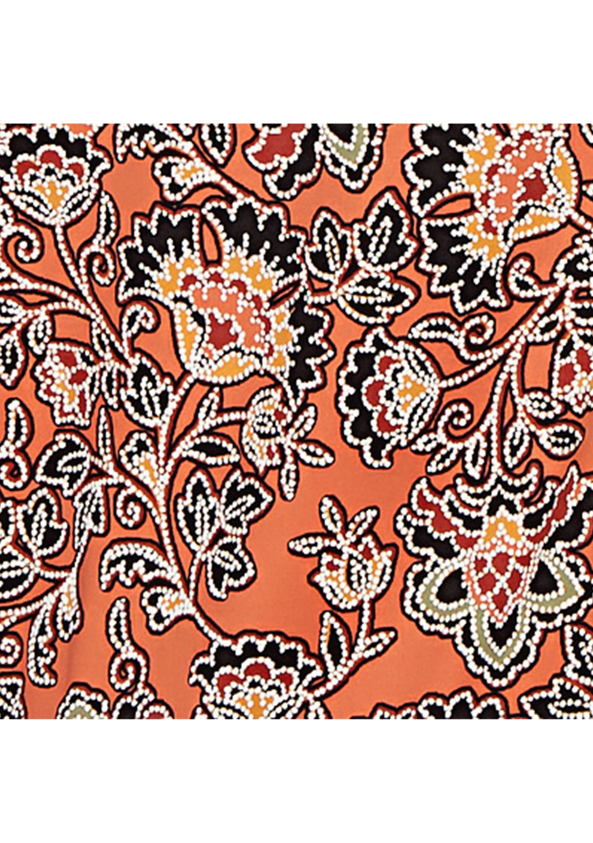 Womens Artisan Floral Puff Print Pleated Top