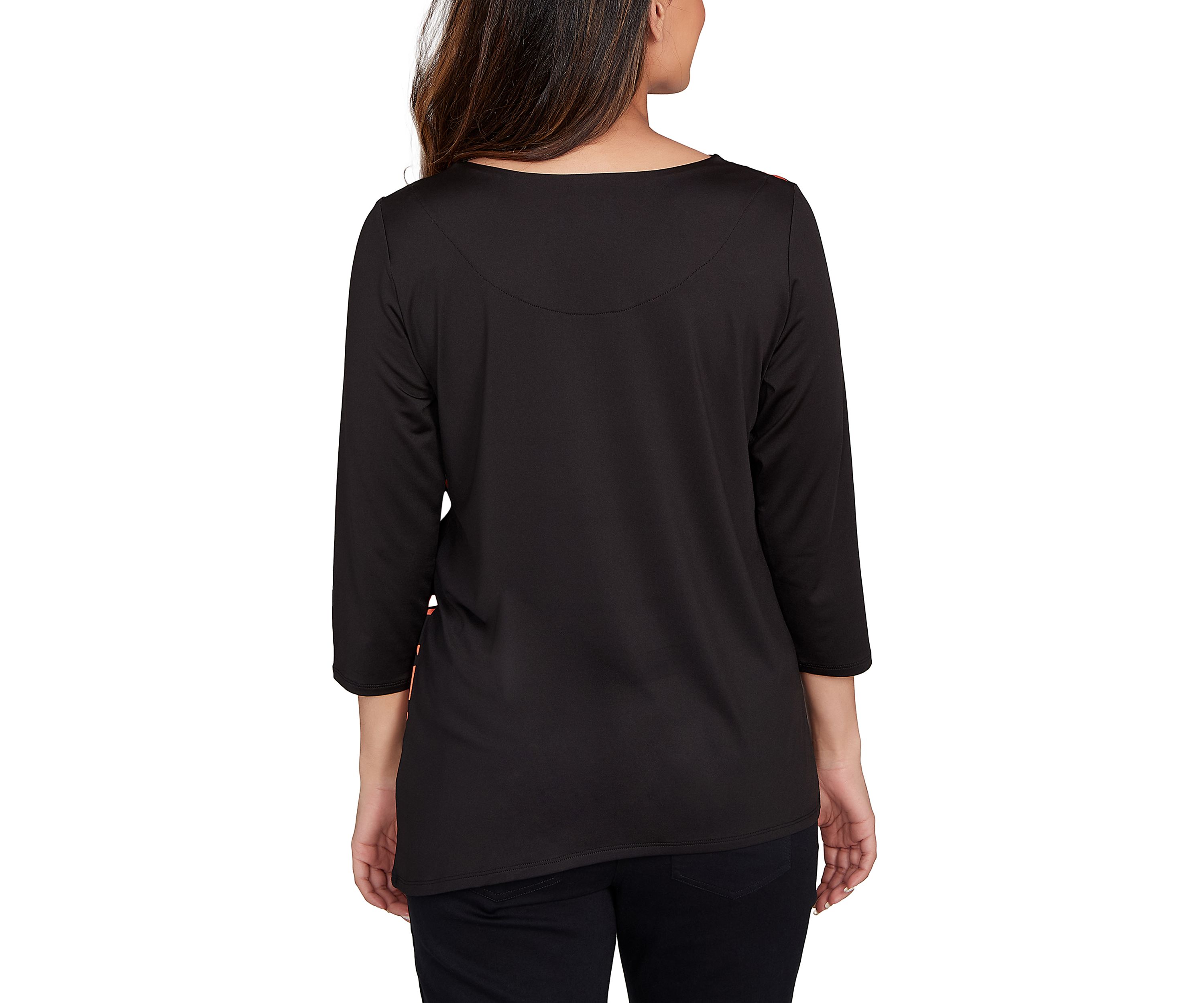 Womens Button Sleeve Bold Floral Top