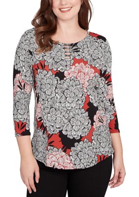 Ruby Rd Women's Dahlia Garden Knit Top