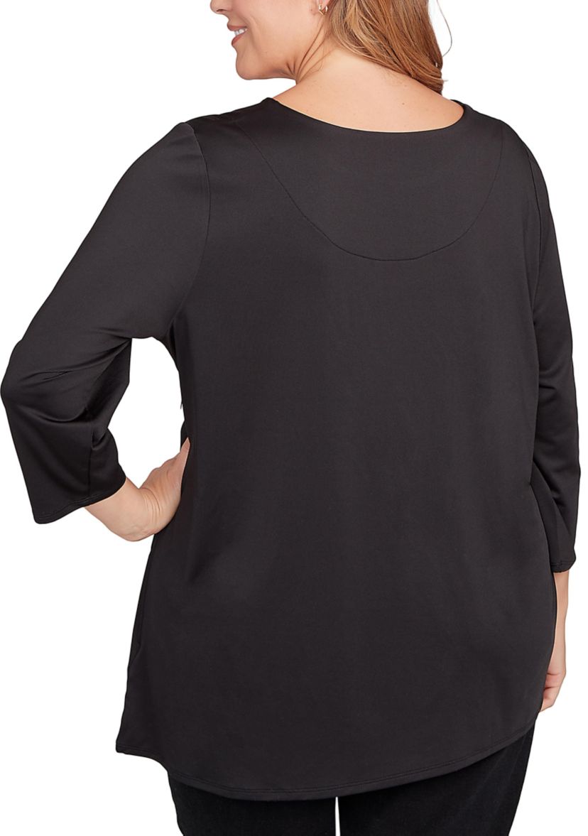 Plus Size Button Sleeve Bold Floral Top