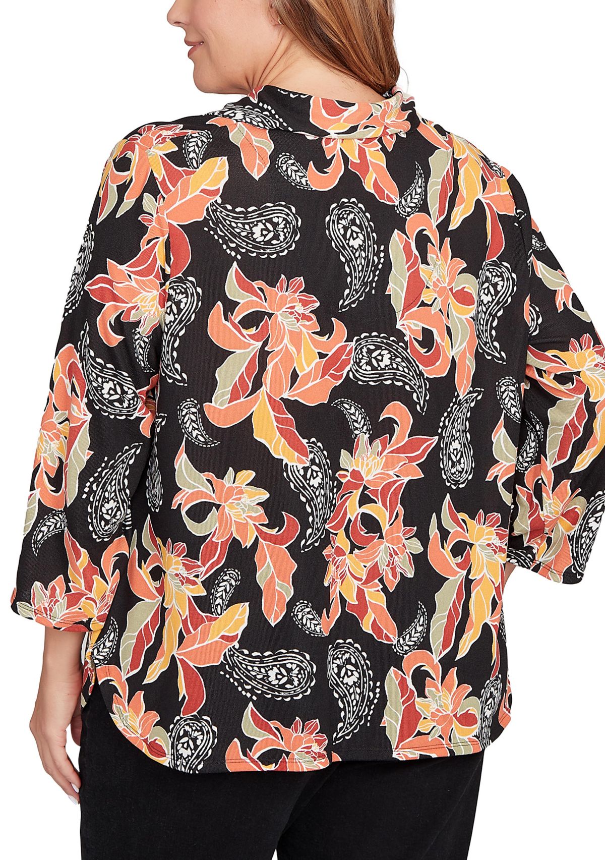 Ruby Rd Shirt Collar Floral Paisley Button Front Top | Belk