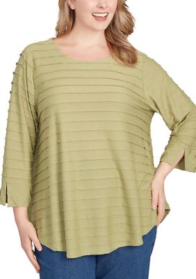Ruby Rd Women's Plus Size Scalloped Jacquard Knit Top