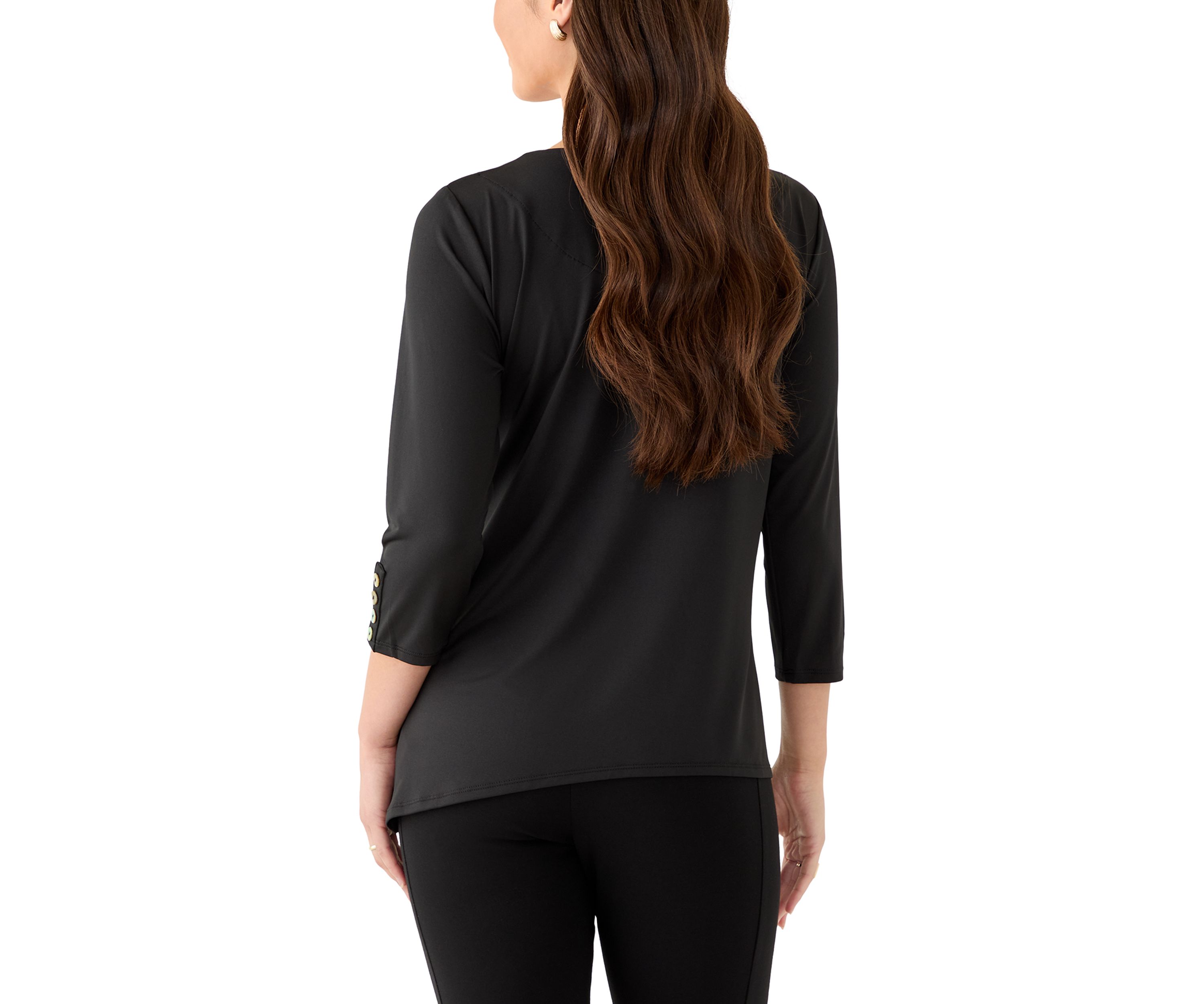Petite Button Sleeve Bold Floral Top