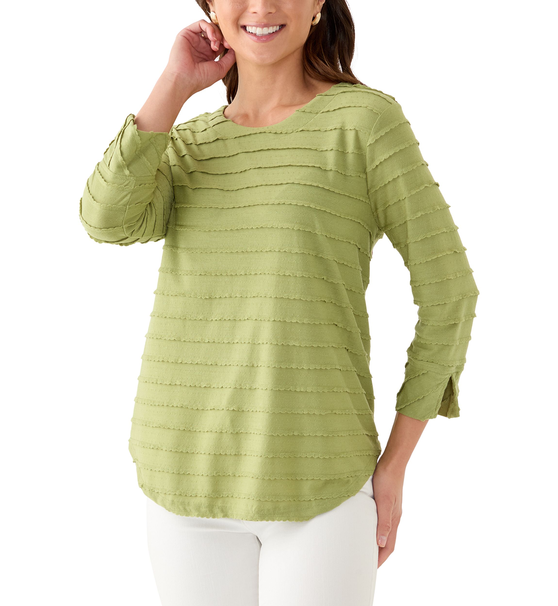 Petite Scalloped Jacquard Knit Top