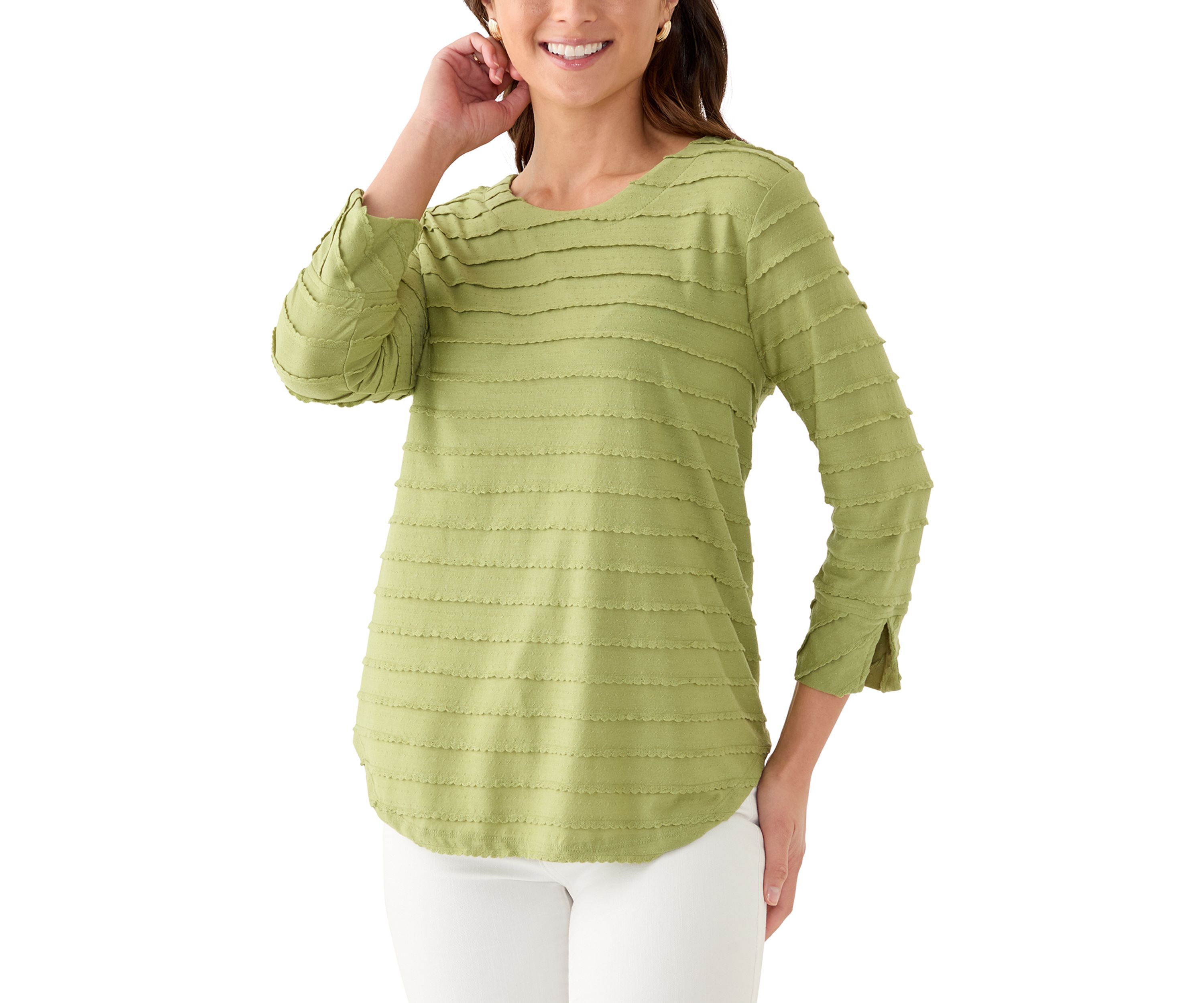 Petite Scalloped Jacquard Knit Top