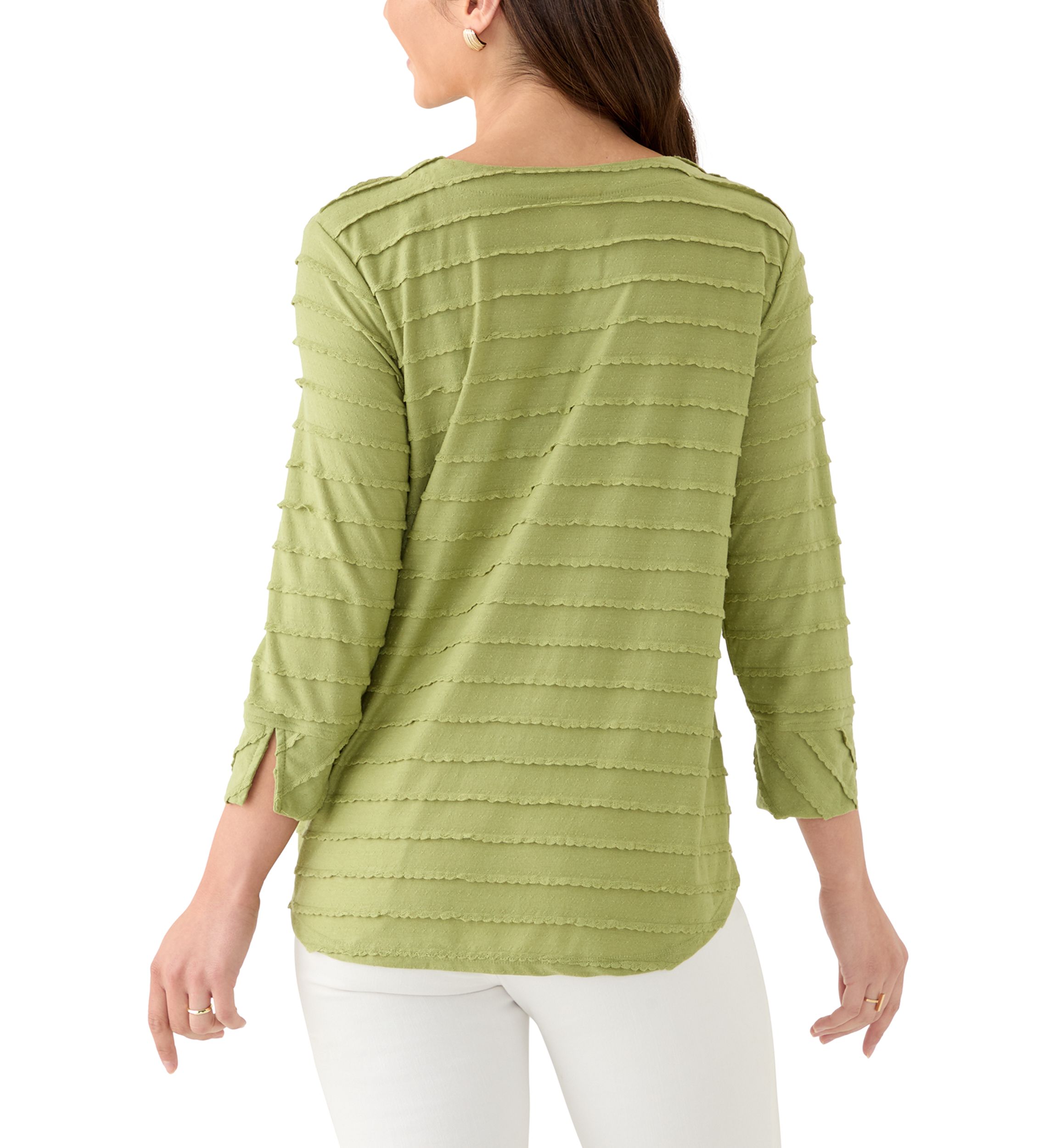 Petite Scalloped Jacquard Knit Top