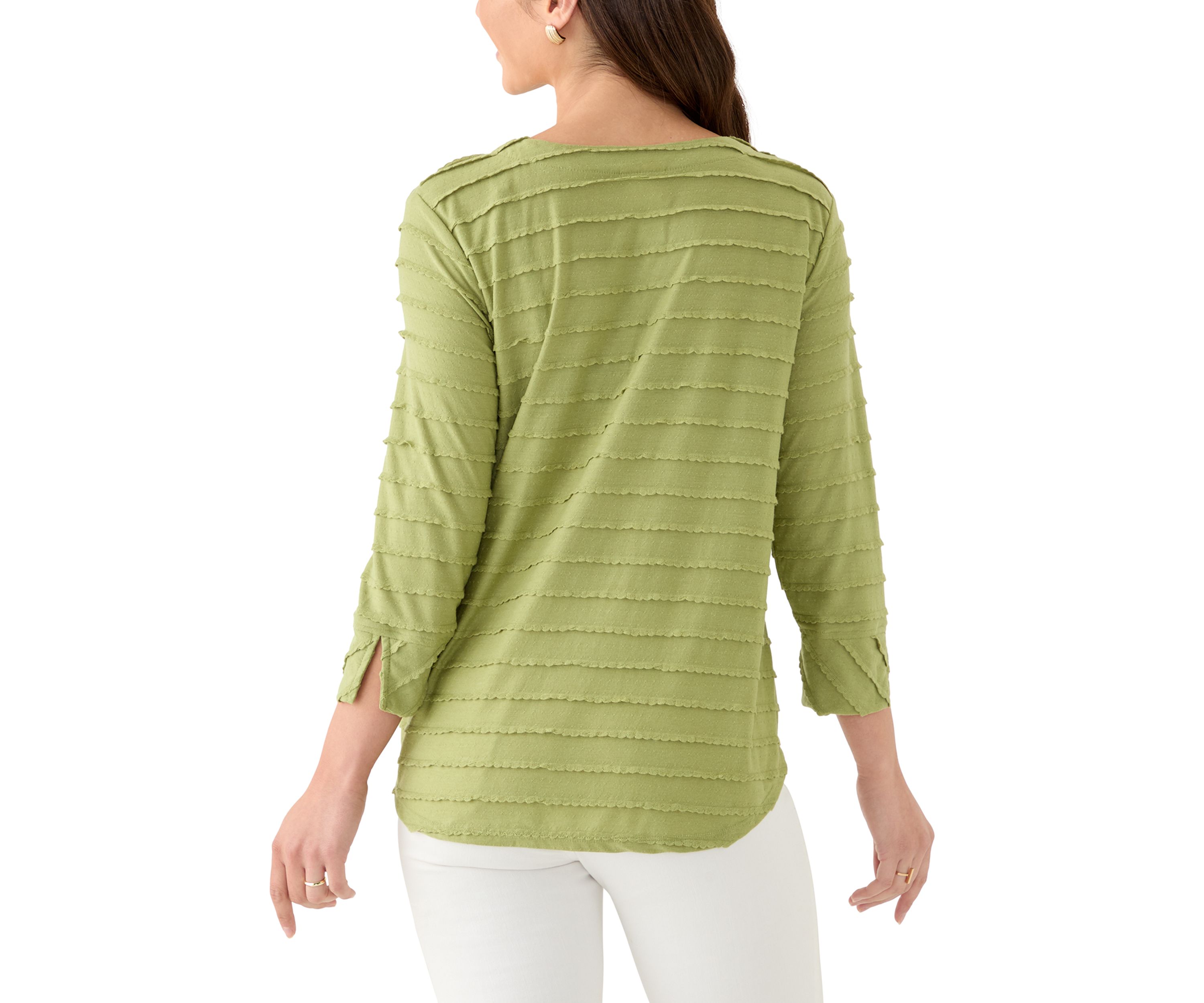Petite Scalloped Jacquard Knit Top