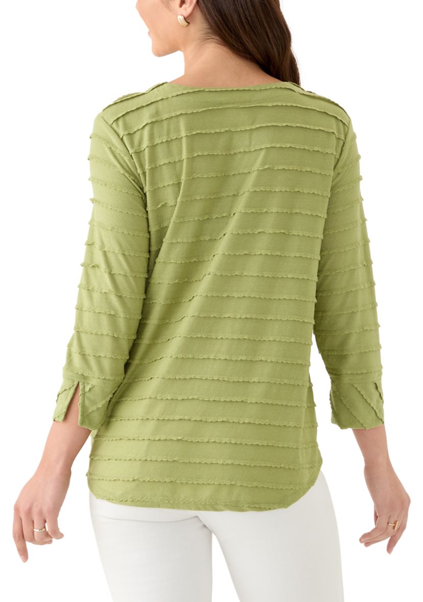 Petite Scalloped Jacquard Knit Top