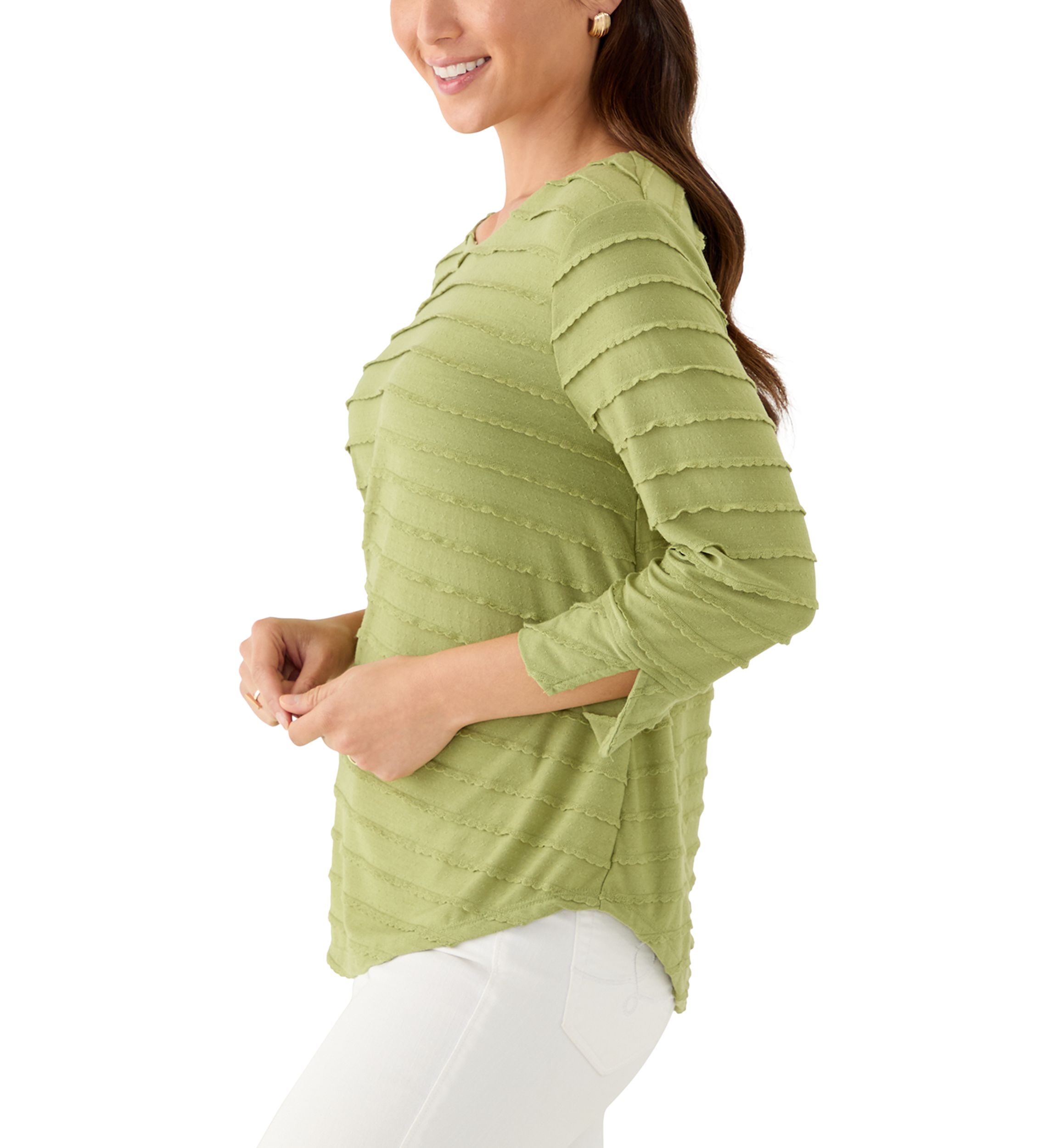 Petite Scalloped Jacquard Knit Top