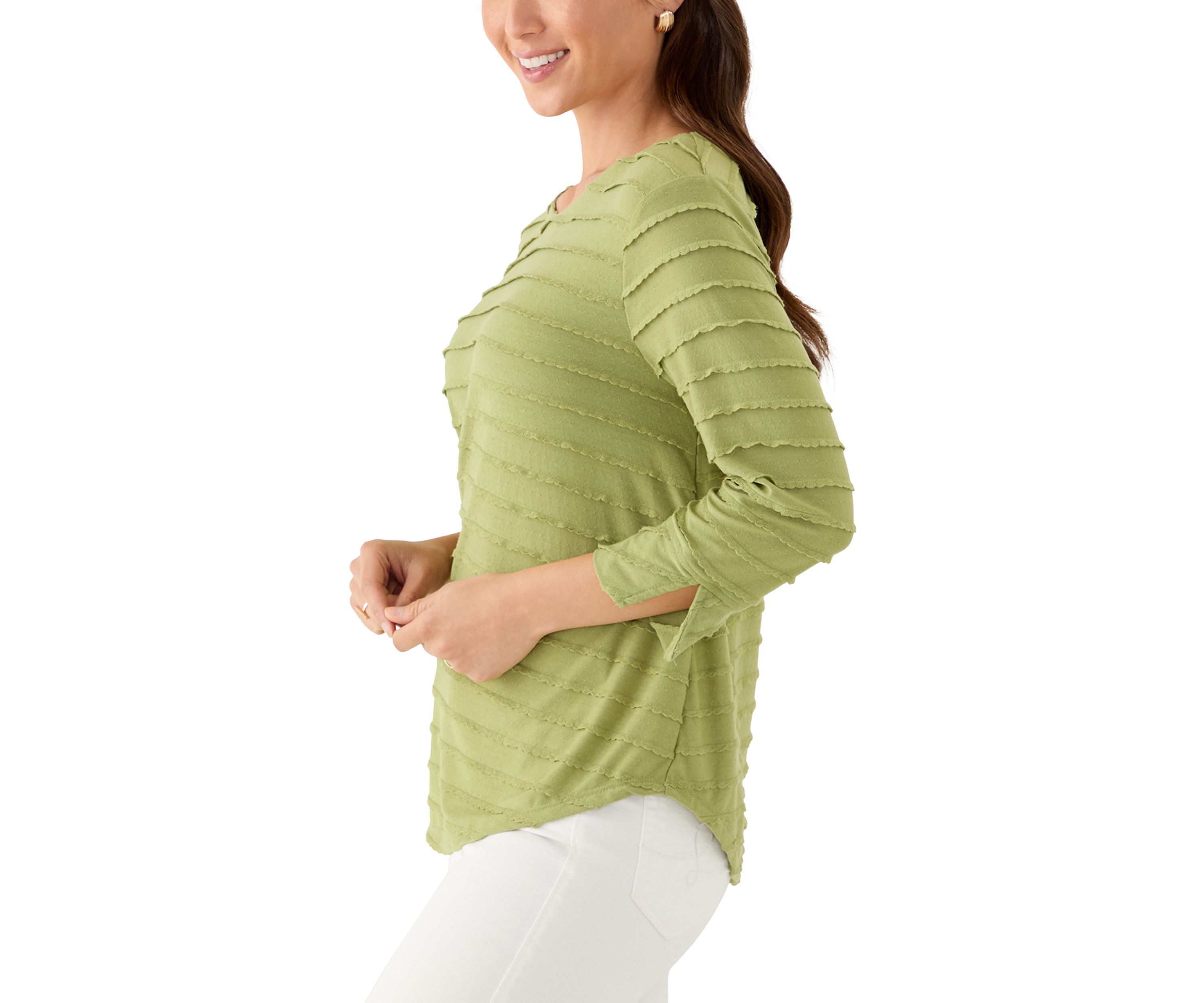 Petite Scalloped Jacquard Knit Top