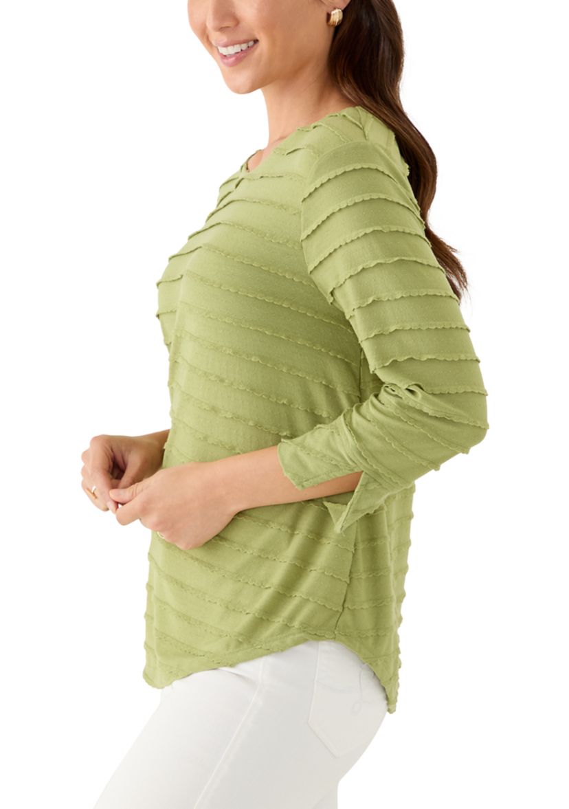 Petite Scalloped Jacquard Knit Top