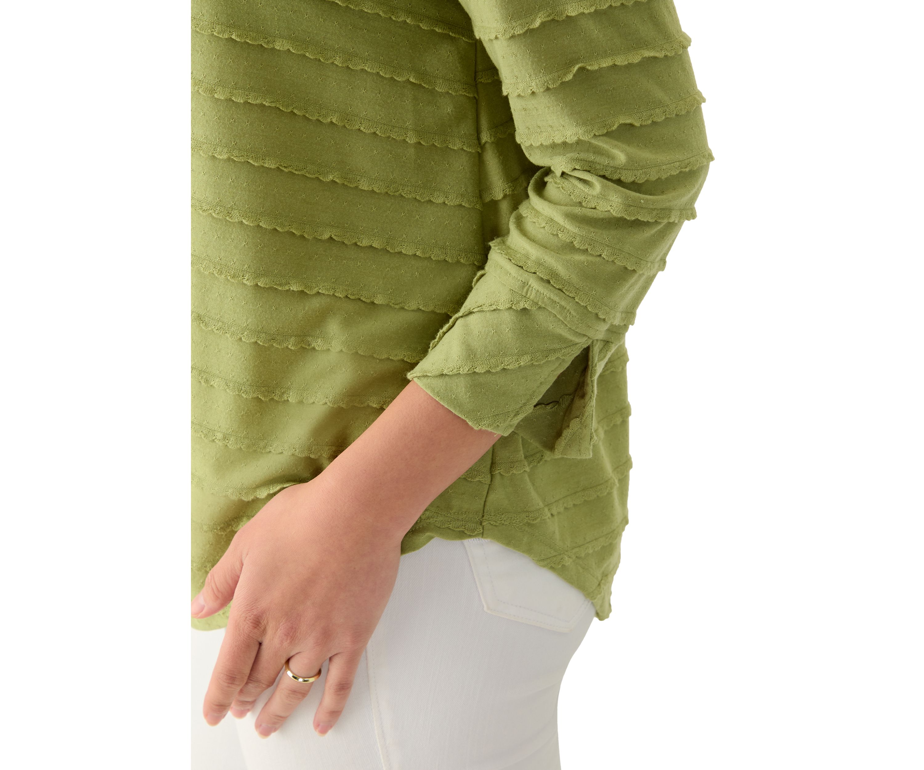 Petite Scalloped Jacquard Knit Top