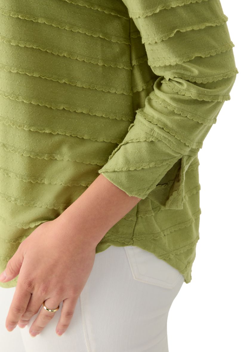 Petite Scalloped Jacquard Knit Top