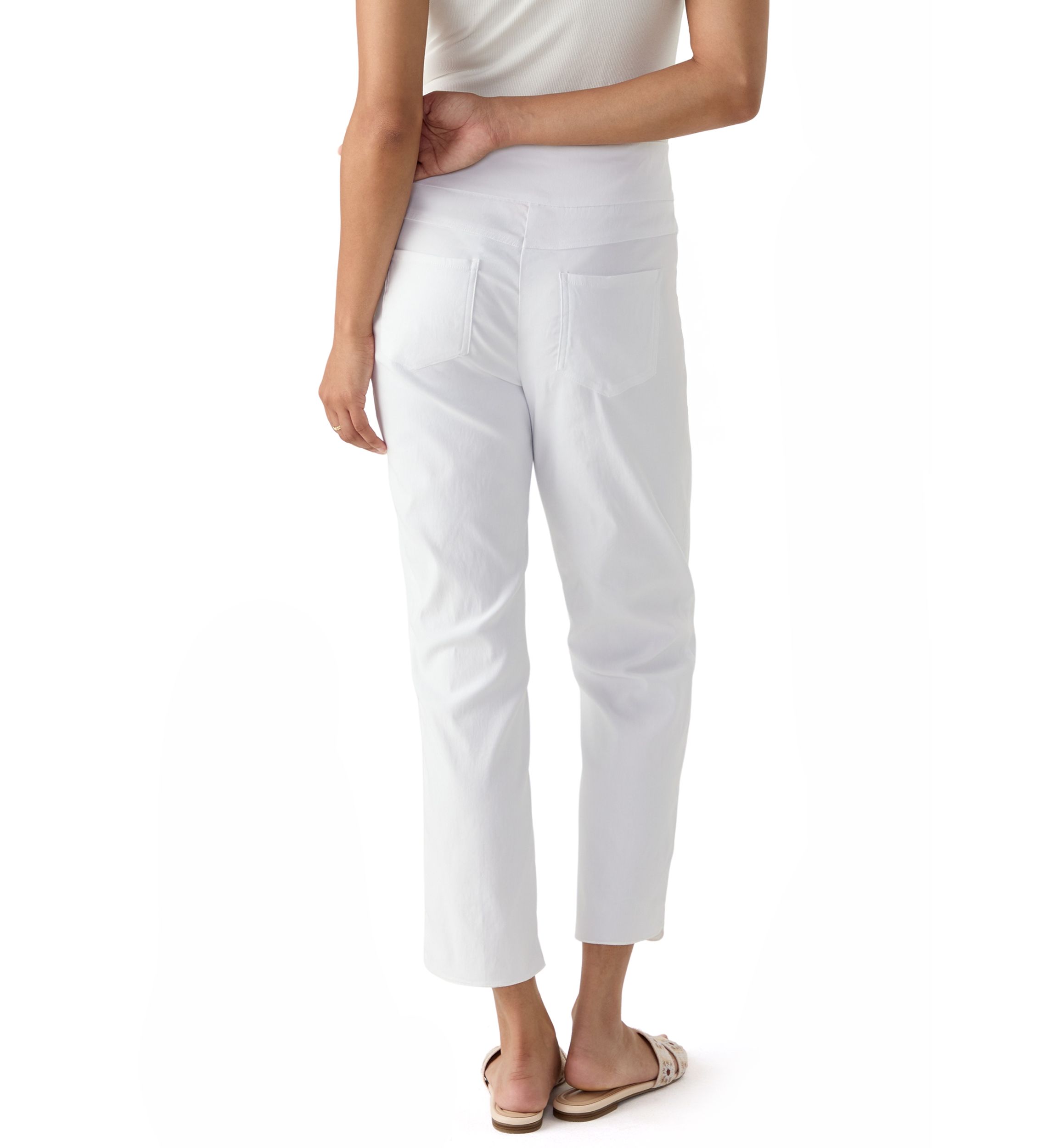 Womens Pull-On Silky Embroidered Ankle Pants