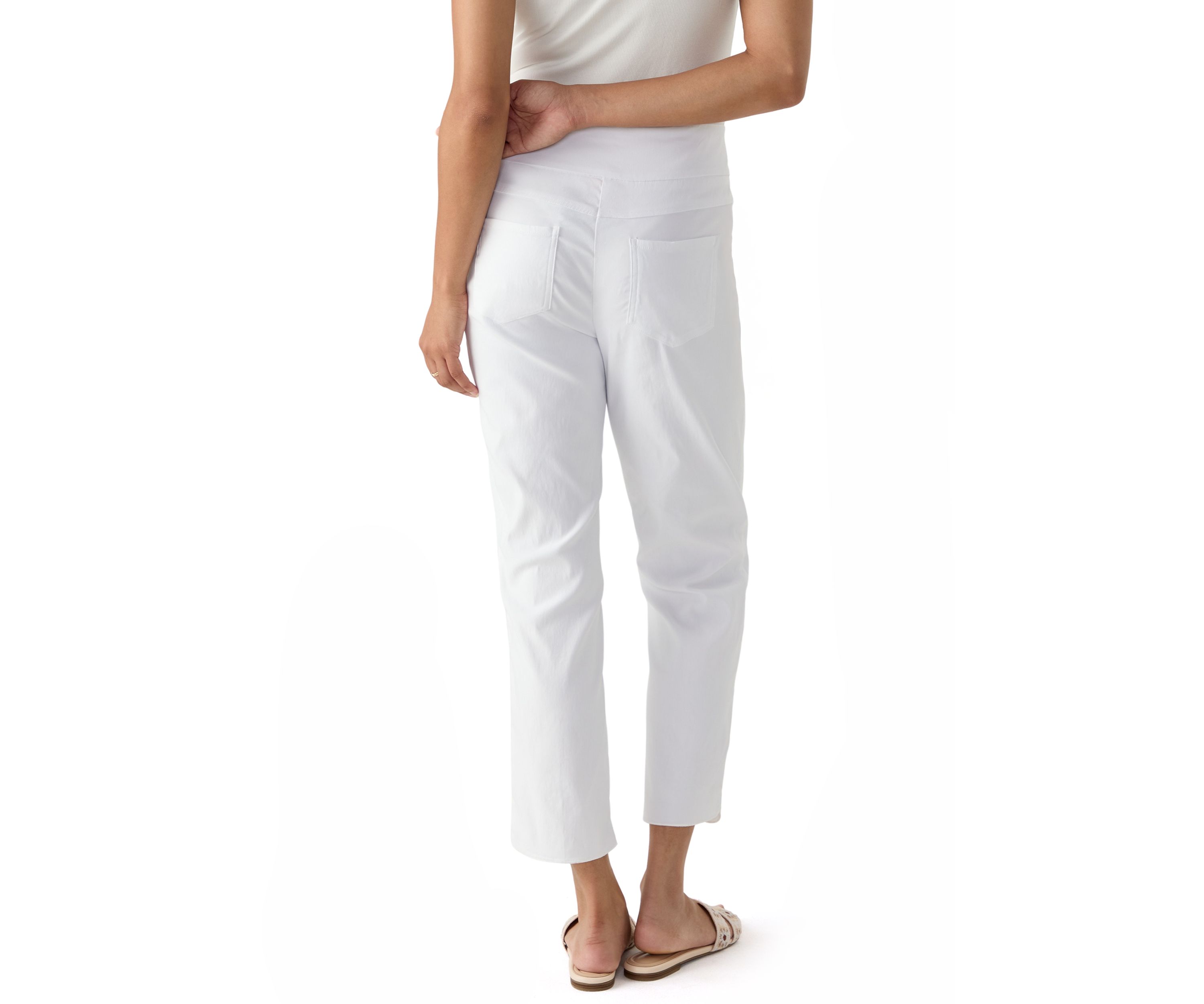 Womens Pull-On Silky Embroidered Ankle Pants