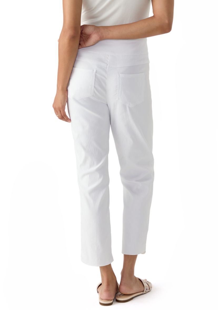 Womens Pull-On Silky Embroidered Ankle Pants