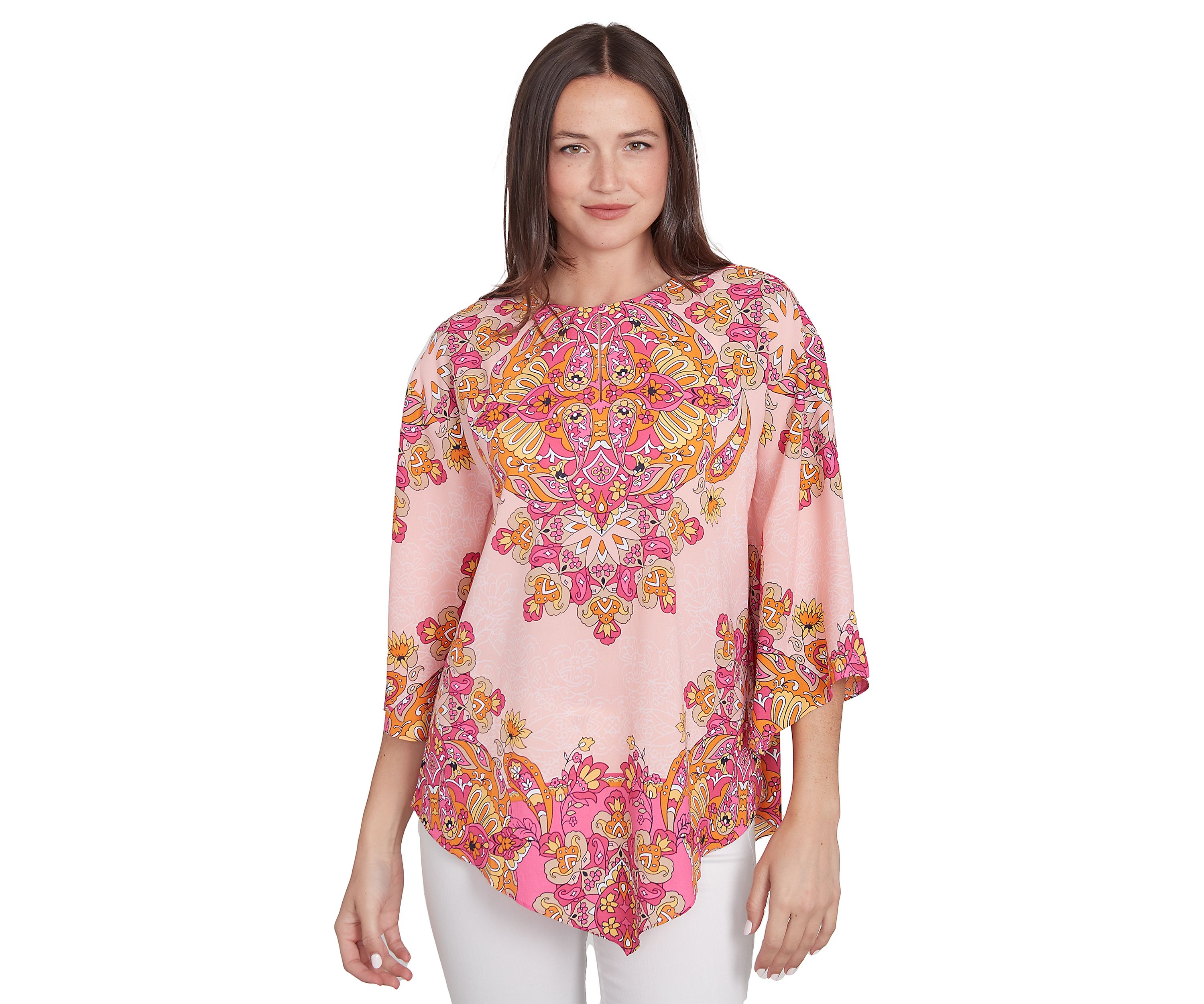 Womens Ornate Bohemian Floral Medallion Tunic