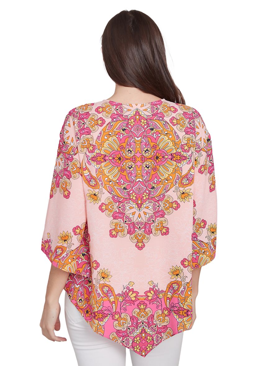 Womens Ornate Bohemian Floral Medallion Tunic