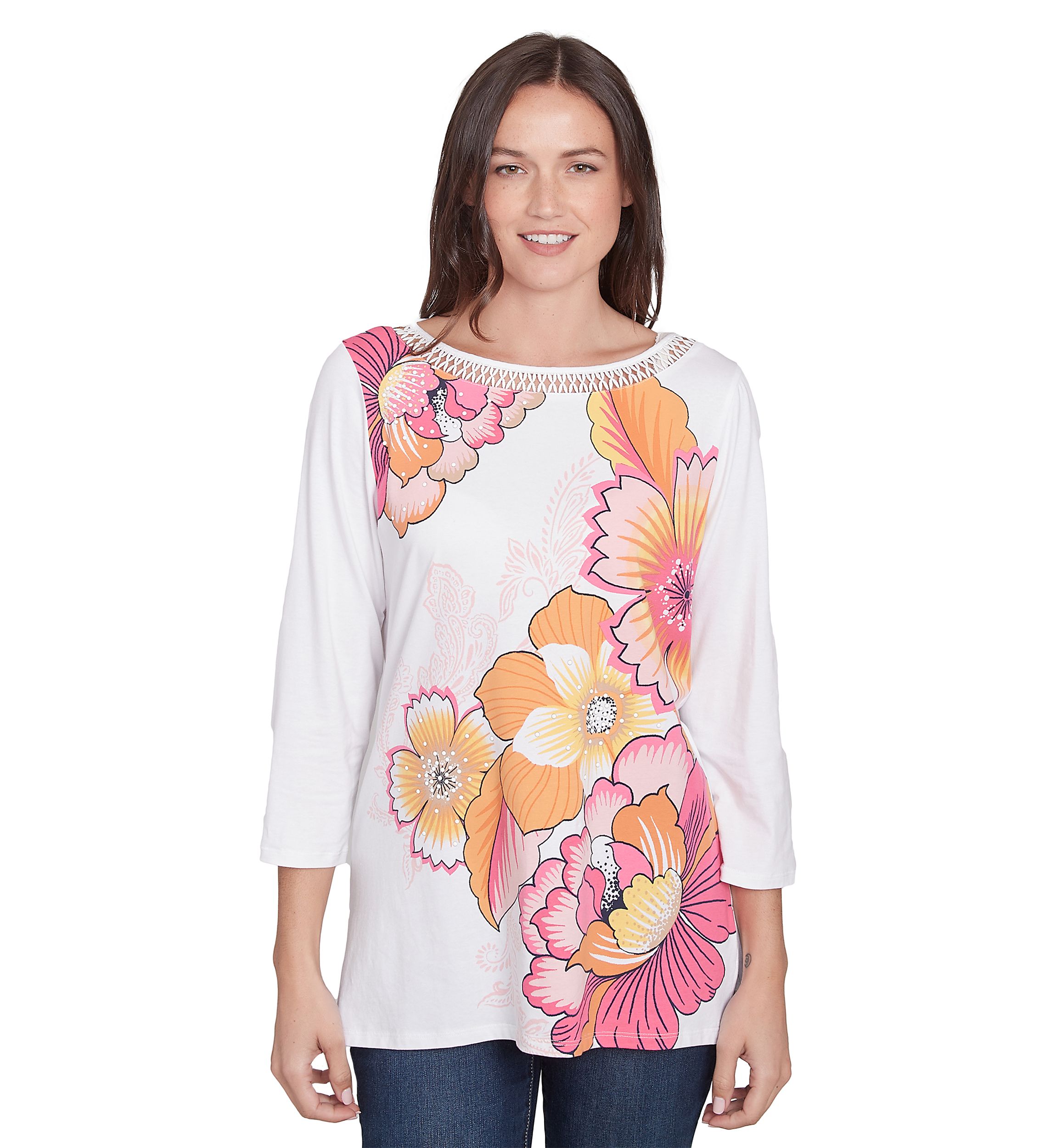 Womens Floral Pop Knit Top