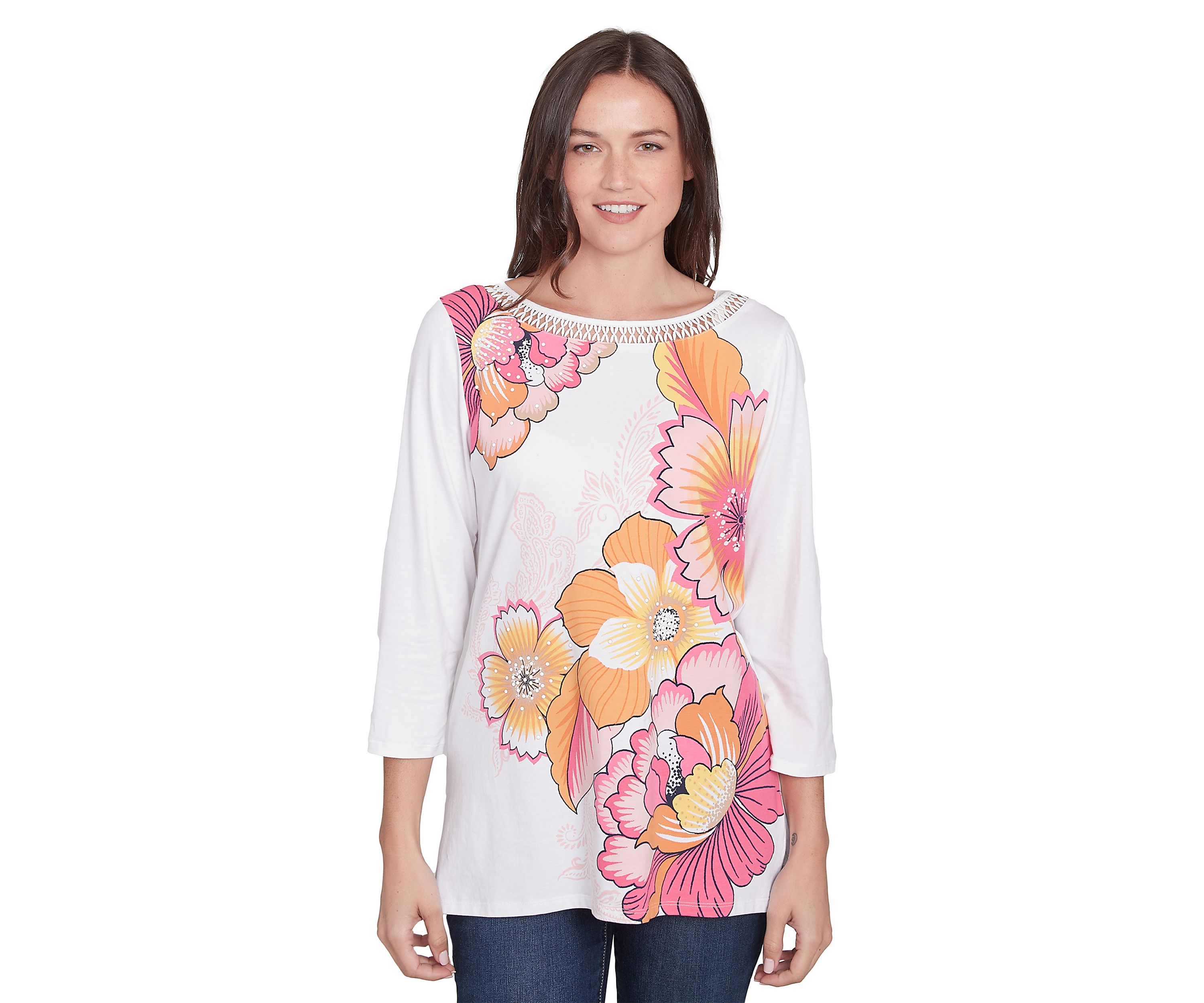 Womens Floral Pop Knit Top