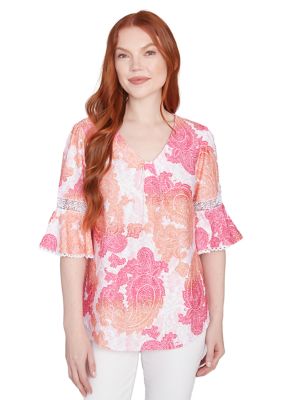 Ruby Rd Women's Paisley Textured V-Neck T-Shirt