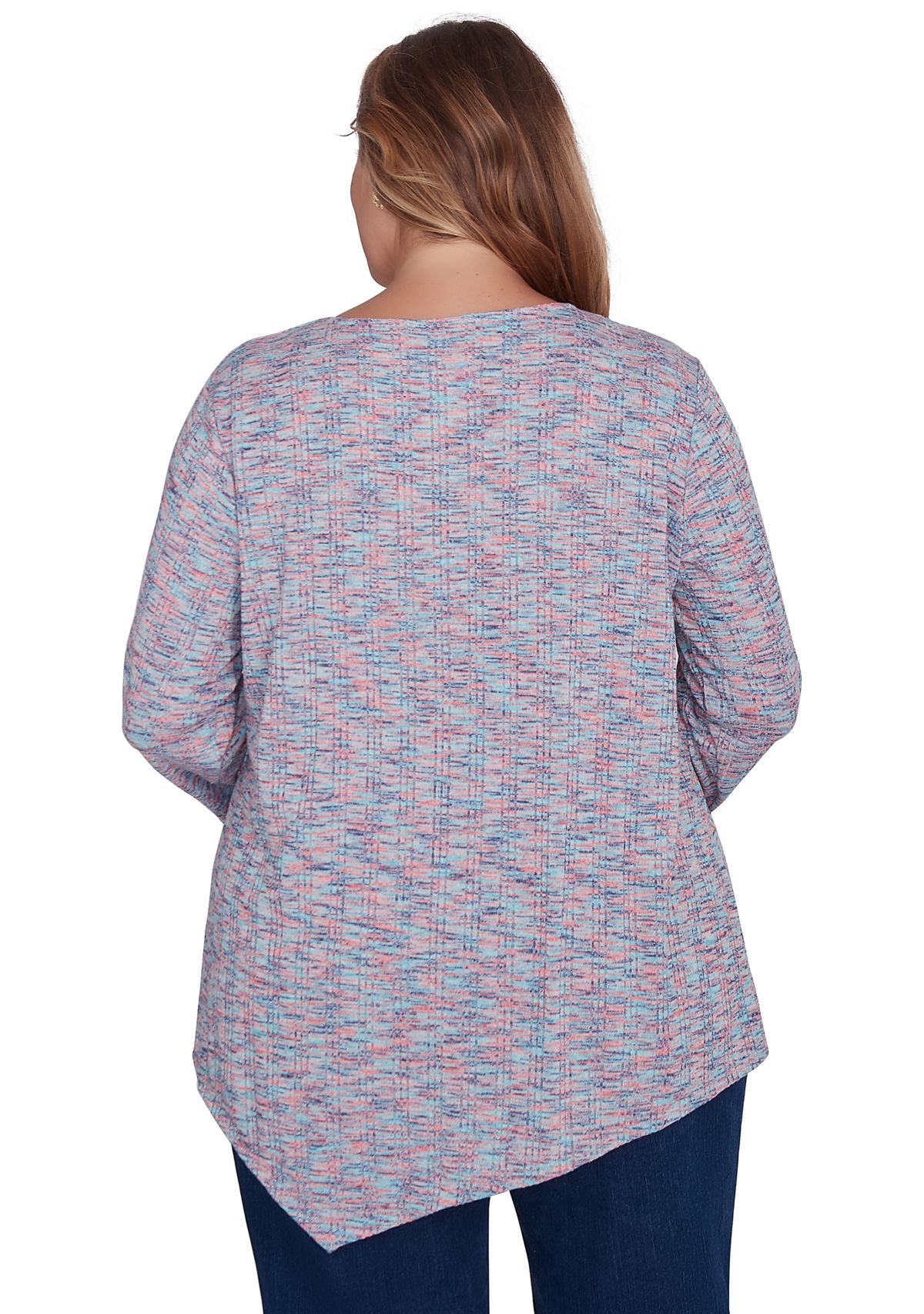 Plus Size Keyhole Neck Space Dye Knit Top