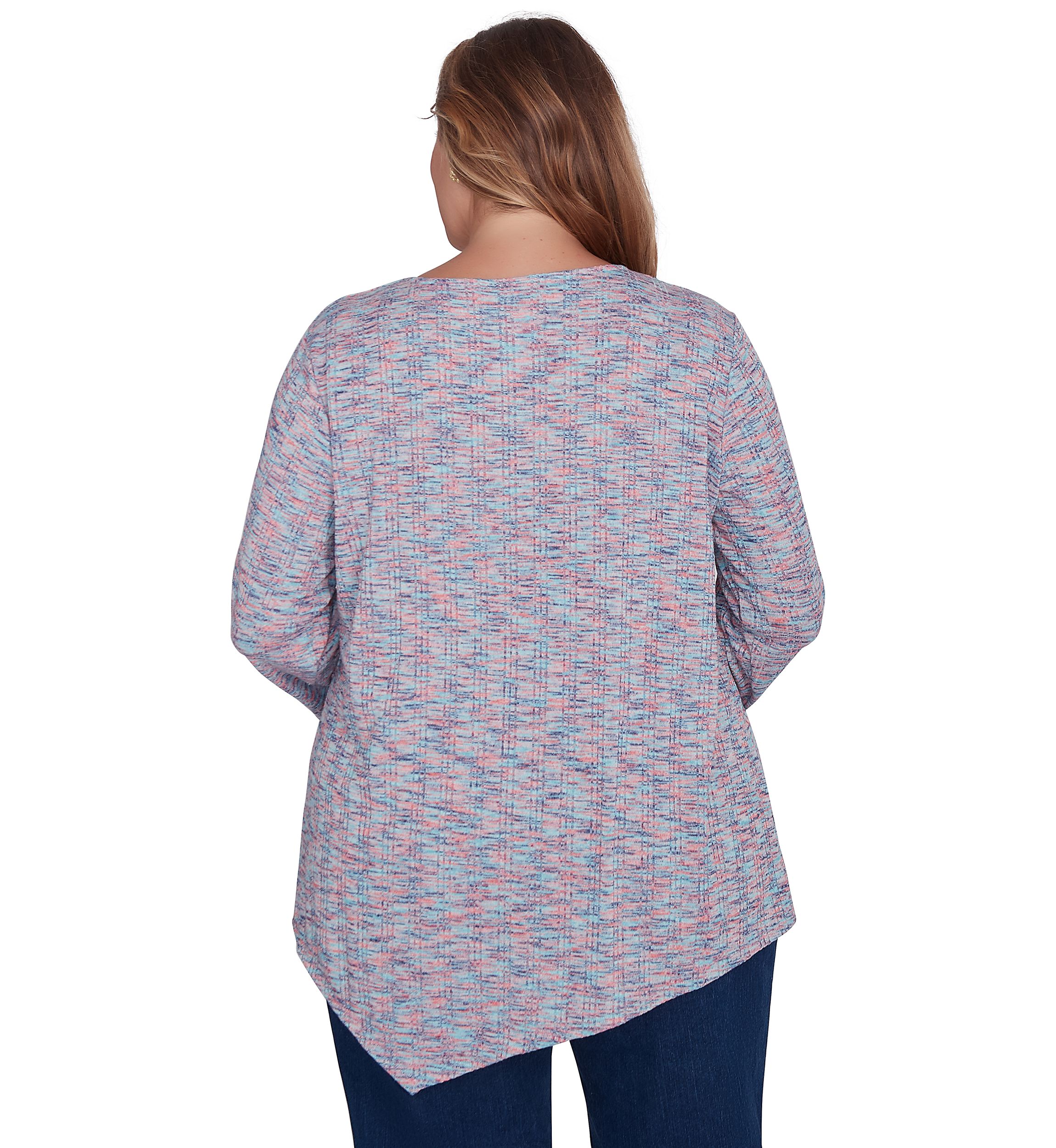 Plus Size Keyhole Neck Space Dye Knit Top