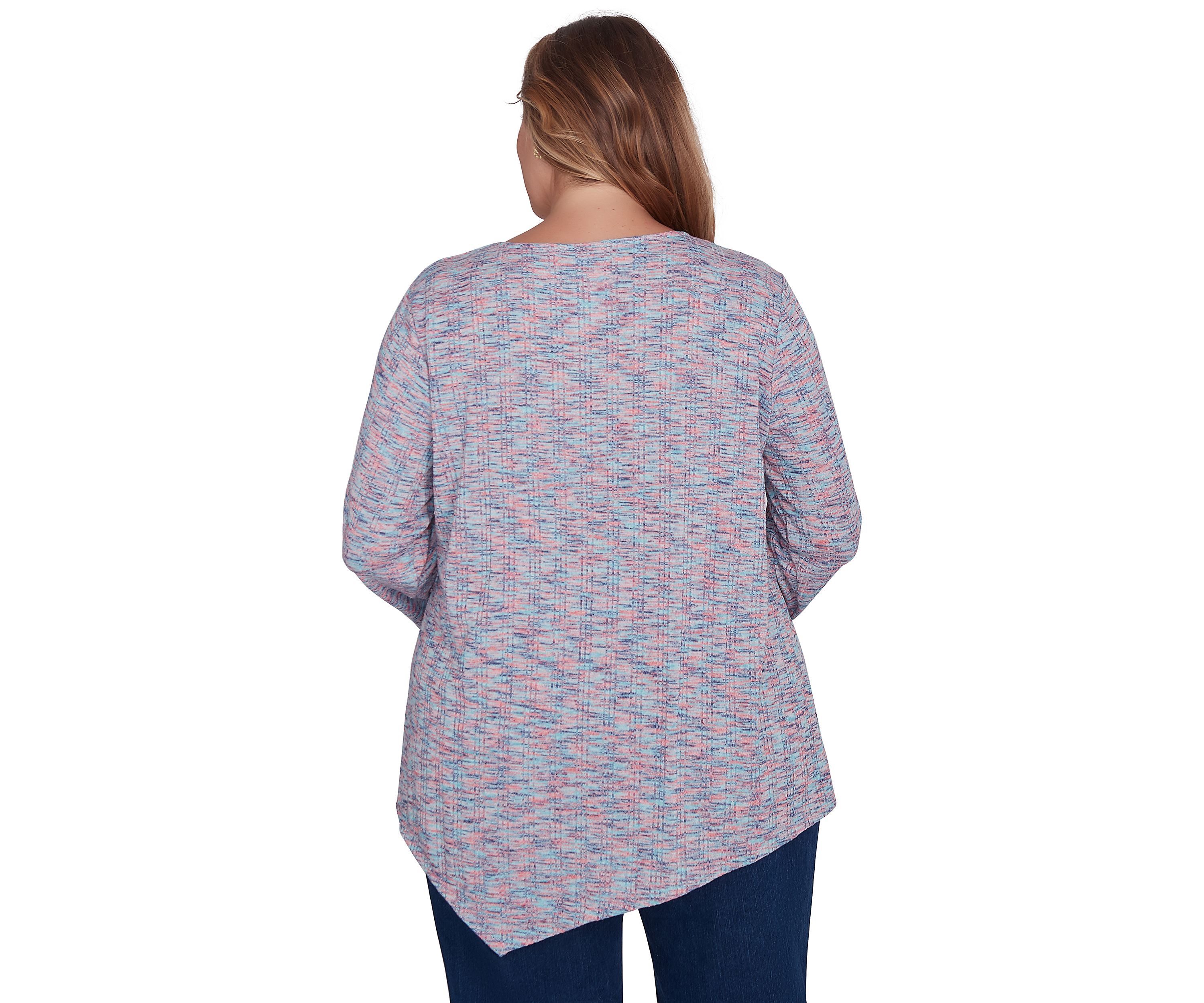 Plus Size Keyhole Neck Space Dye Knit Top