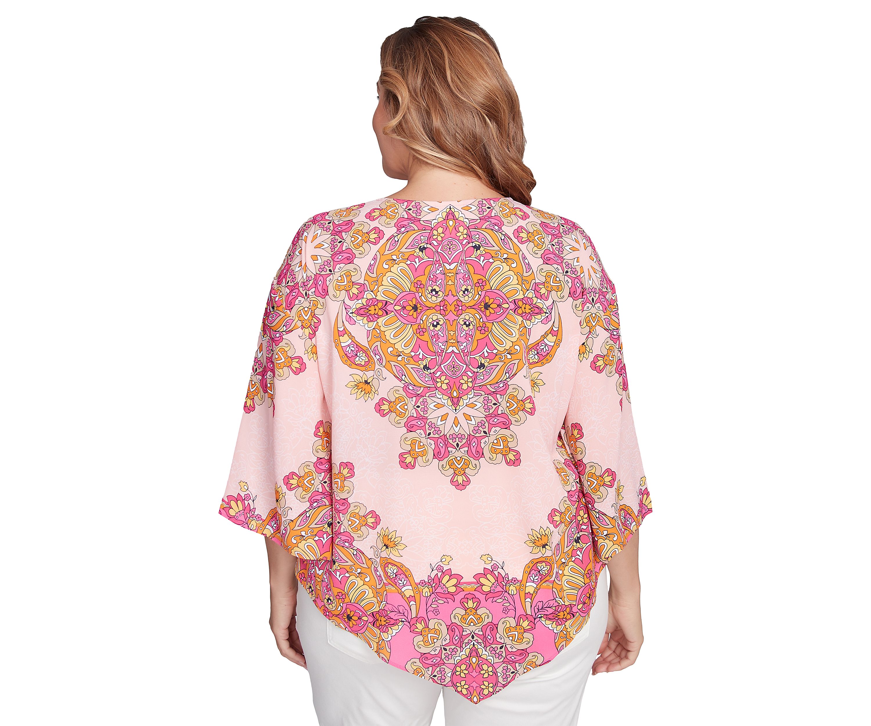 Plus Size Ornate Bohemian Floral Medallion Tunic Top