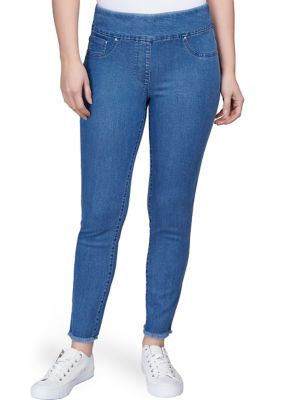 Plus Pull On Denim Ankle Pants