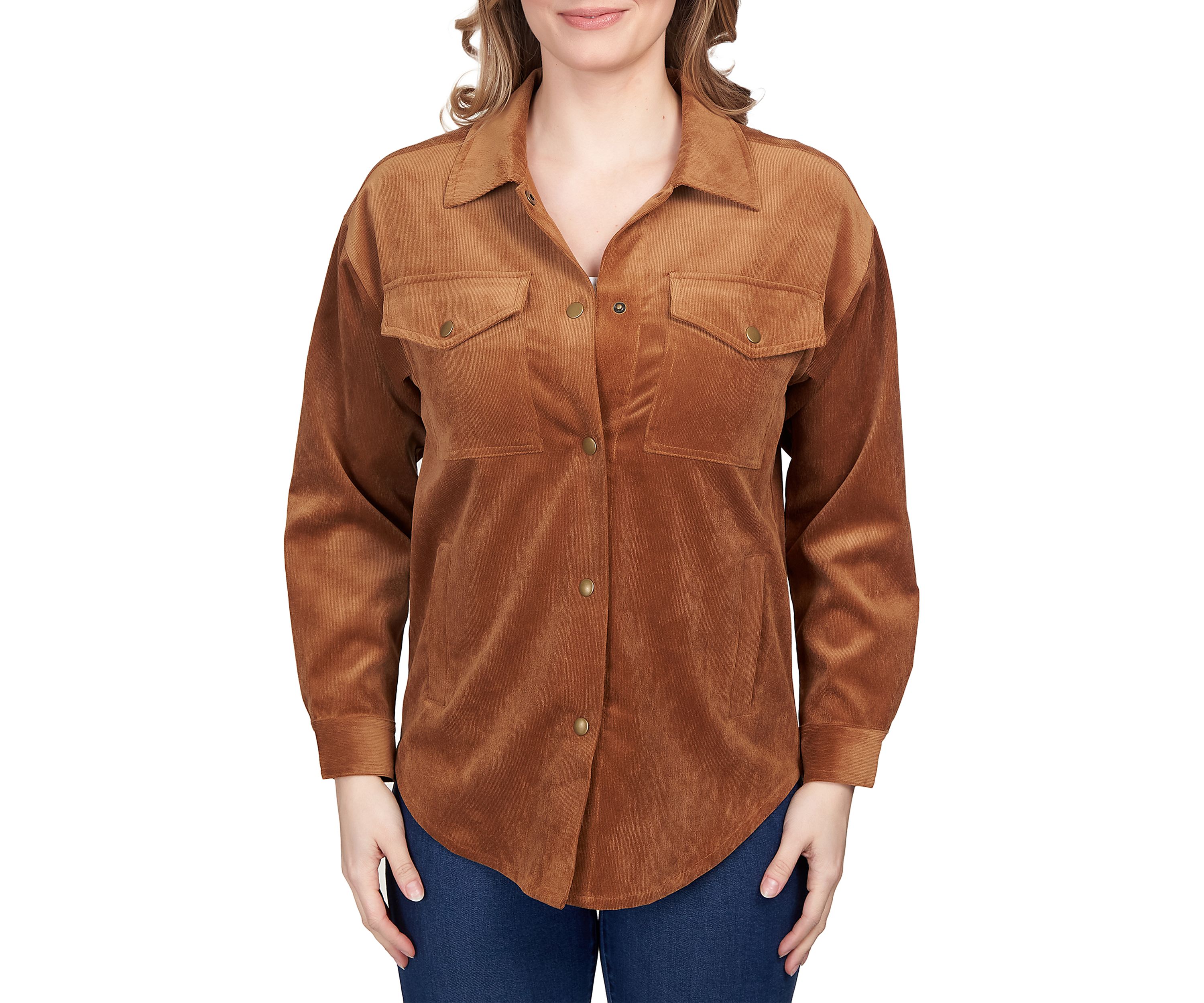 Womens Button Up Solid Pincord Jacket