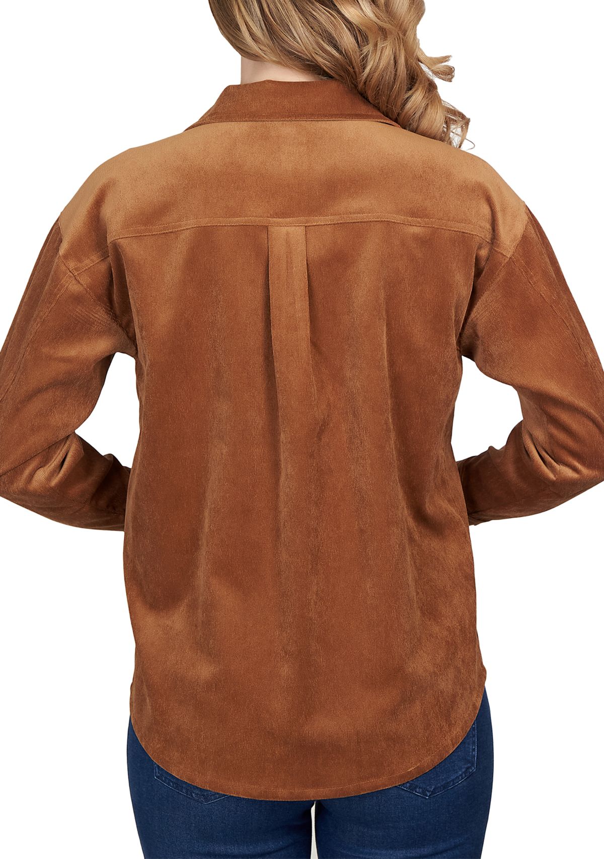 Womens Button Up Solid Pincord Jacket