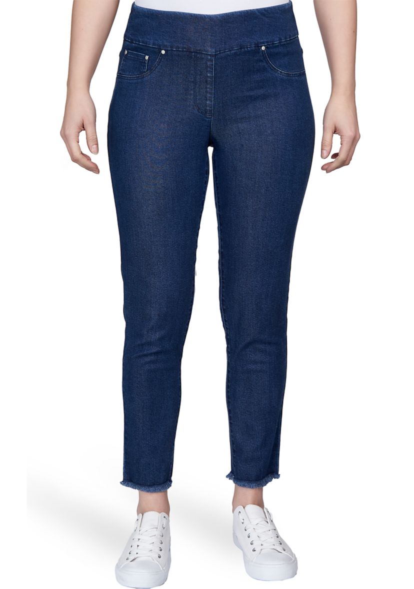 Plus Size Fringe Denim Twill Pants