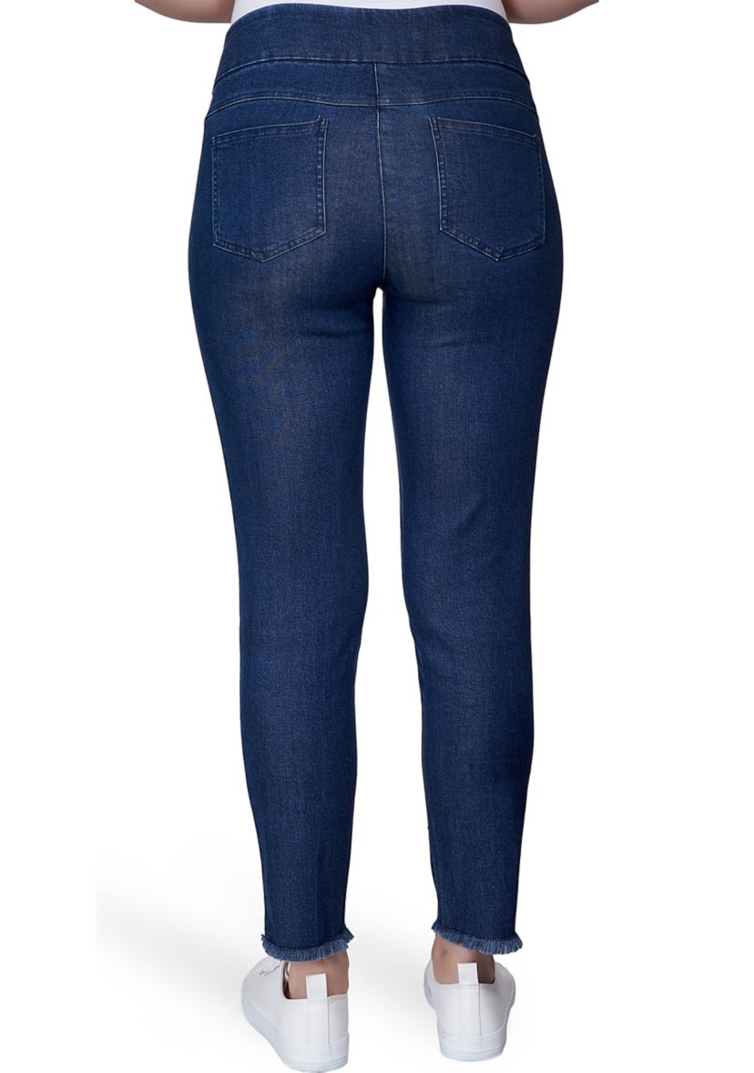 Plus Size Fringe Denim Twill Pants