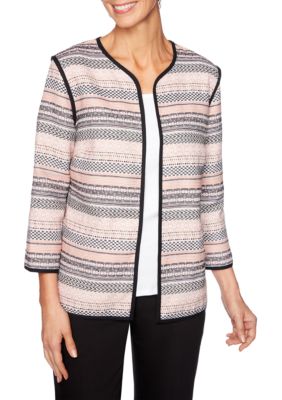 kasper petite pin dot framed flyaway jacke